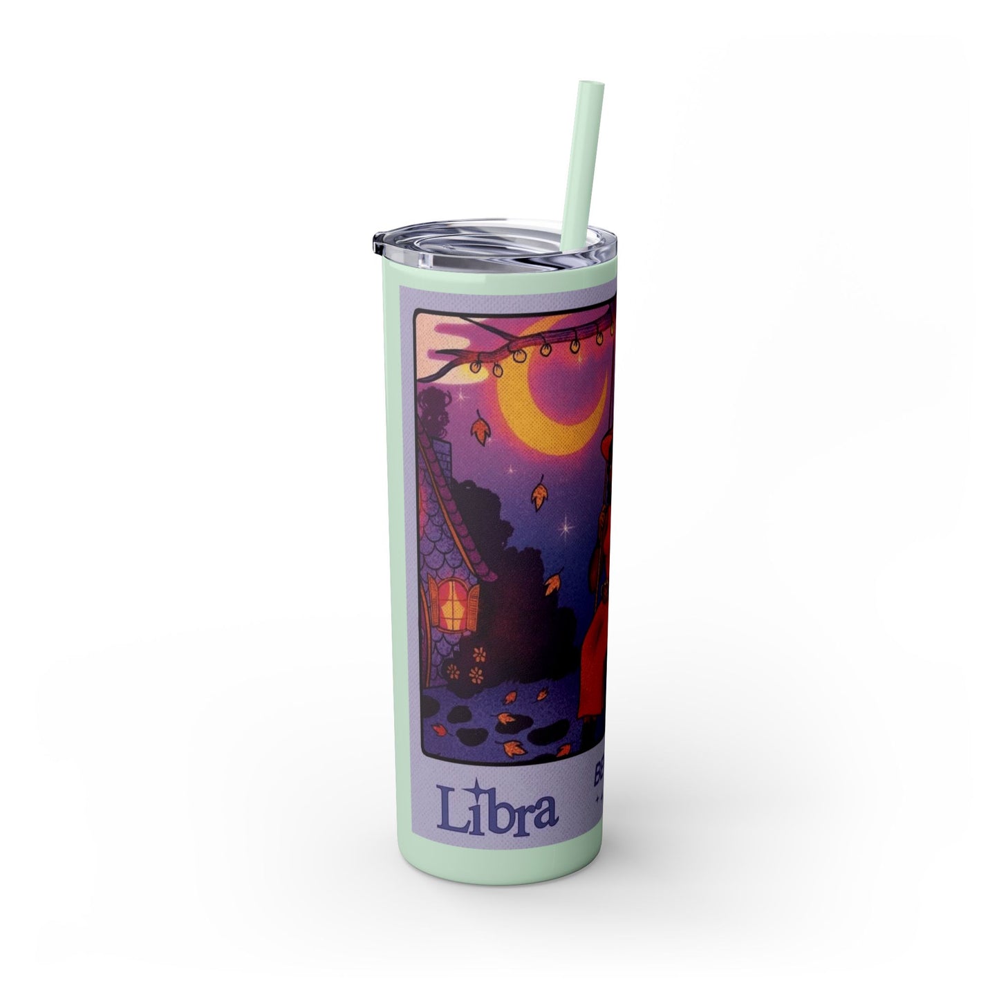 🎁 Spooky season gifts Enchanting Libra Skinny Tumbler with Straw | 20oz | Perfect for Halloween, Witchy Vibes, Astrology Lovers, Gift Idea, Custom Beverage Holder