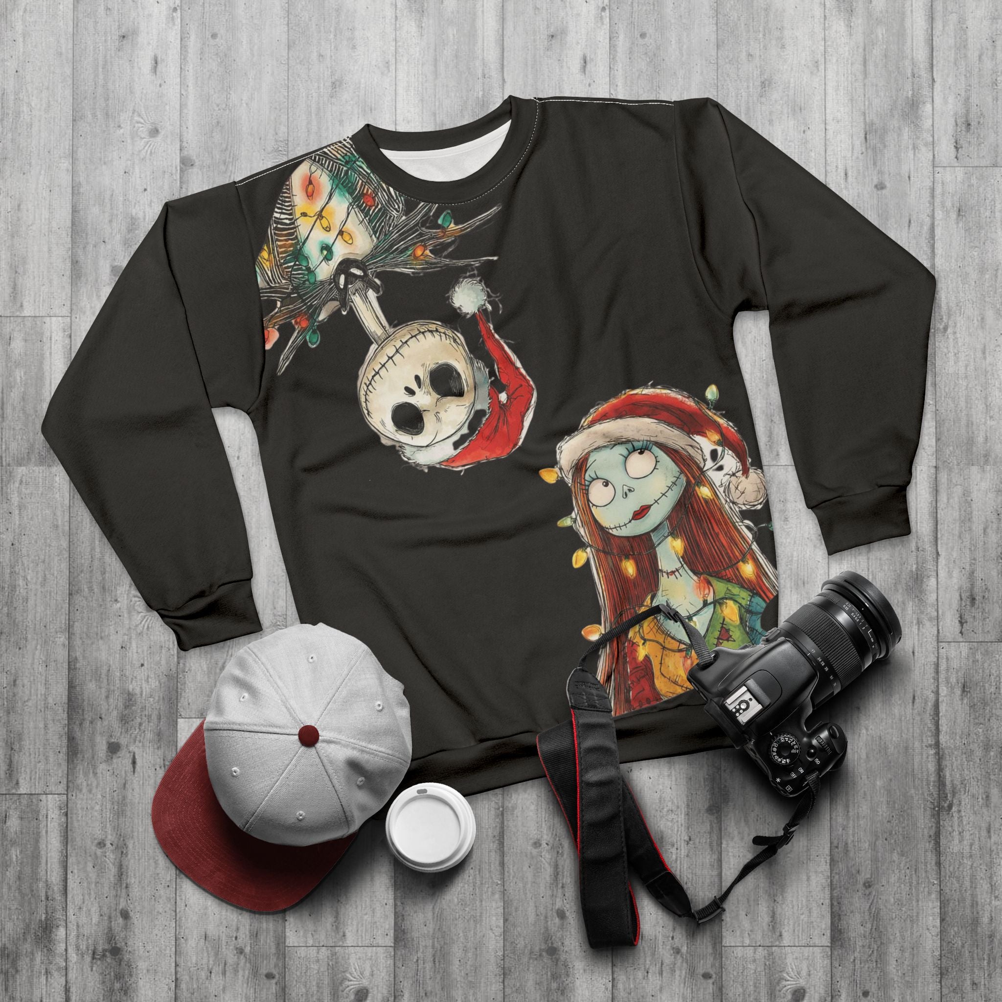 Gothic Christmas Sweatshirt — Festive Jack & Sally Holiday Crewneck cartoon-style Christmas artwork