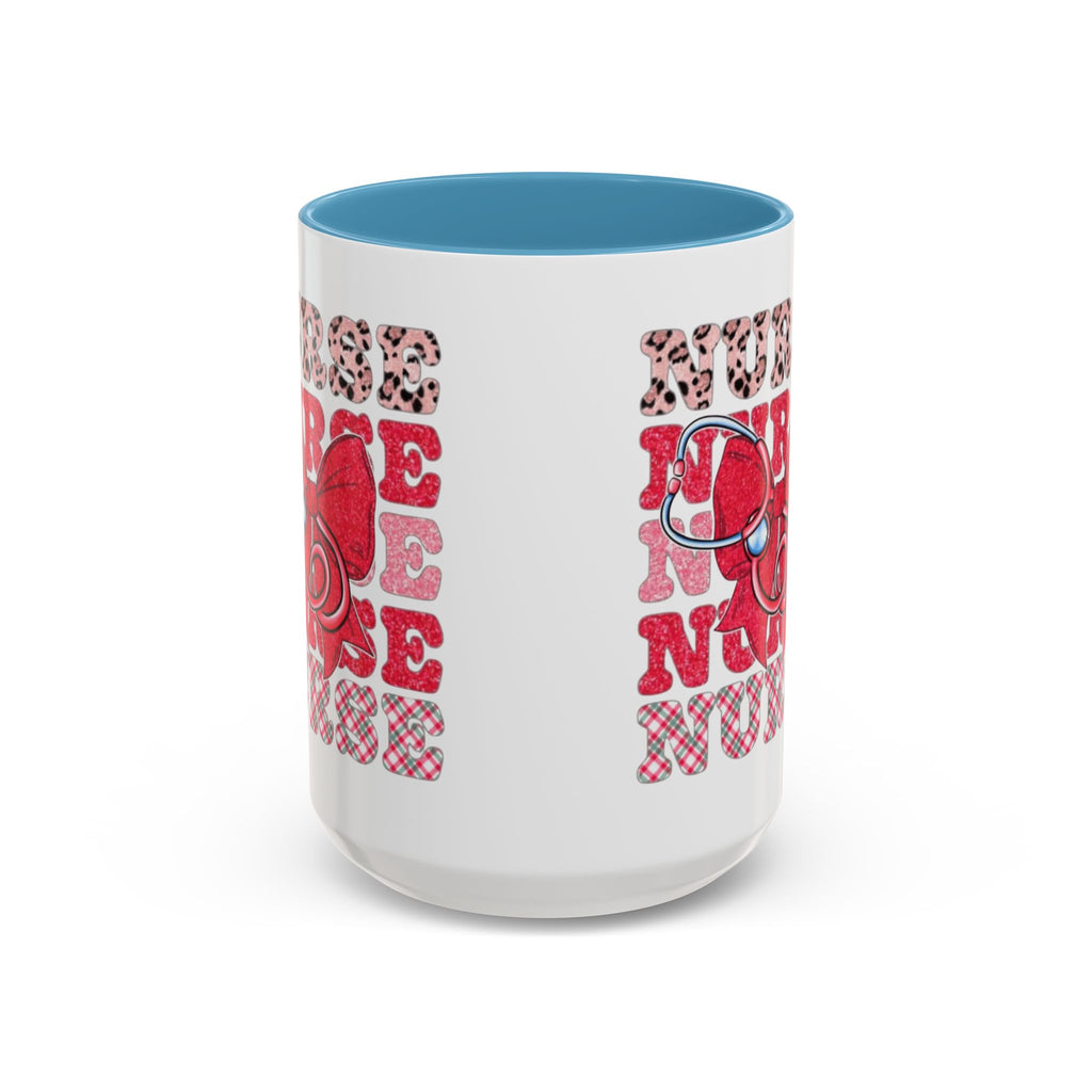 Nurse Stethoscope Bow Accent Coffee Mug — Cute Leopard & Plaid Healthcare Gift (11/15oz) Medical Christmas Mug