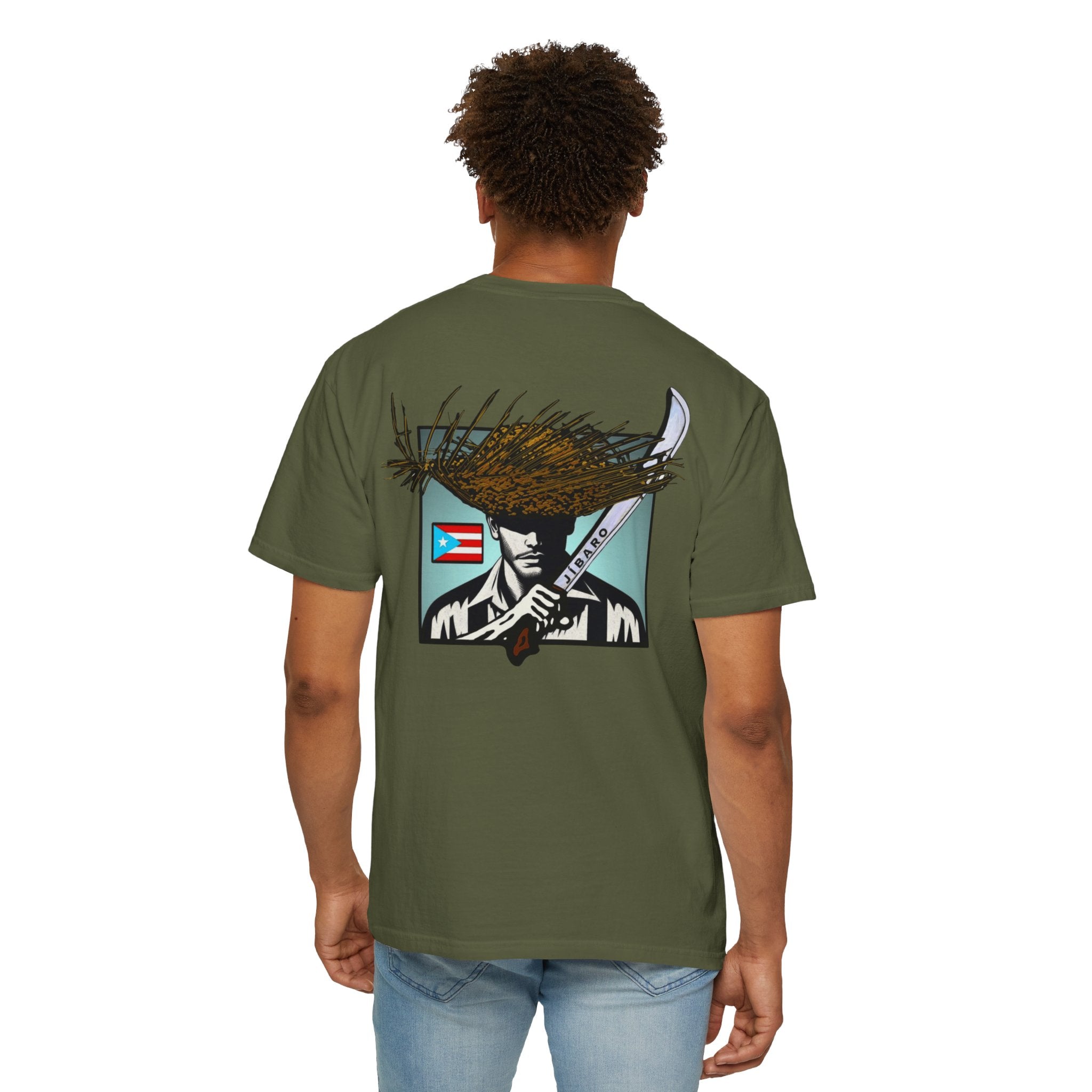 T-Shirt  "Jíbaro" Puerto Rican Heritage Tee (Back Machete  Sombrero de Paja Design) Puerto Rico’s Navidades