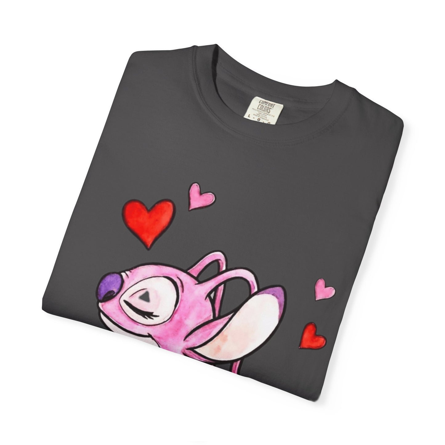 T-Shirt — Cute Pink Cartoon Creature with Hearts | Valentine’s Gift Tee
