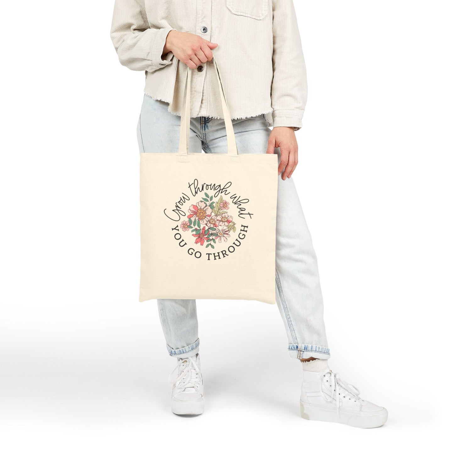 Carry Positivity Everywhere You Go Floral Inspirational Tote Bag - Perfect for Shopping, Beach Days, Gifts, Eco-Friendly, Motivational Quote