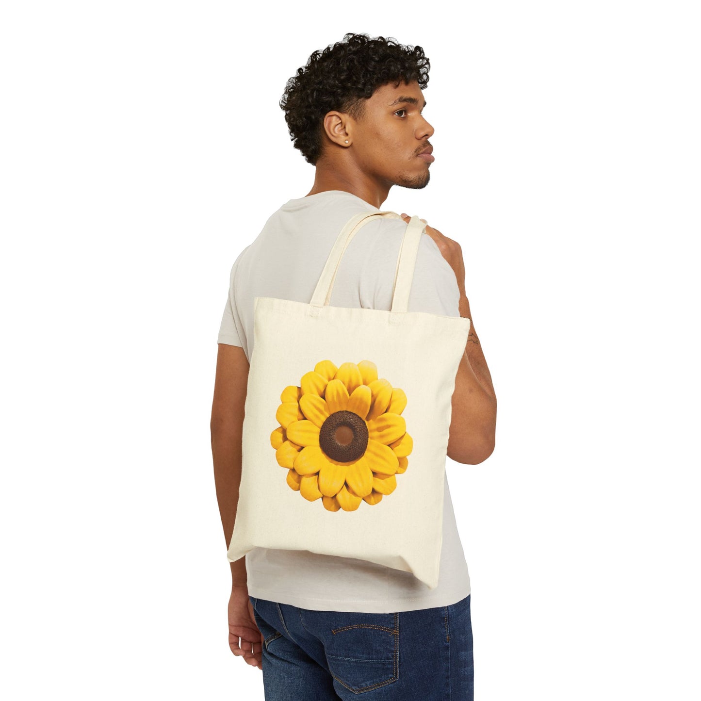 Carry Positivity Everywhere You Go Sunflower Cotton Canvas Tote Bag, Eco-Friendly Shopping Bag, Floral Grocery Tote, Gift for Her, Beach Bag, Reusable Tote