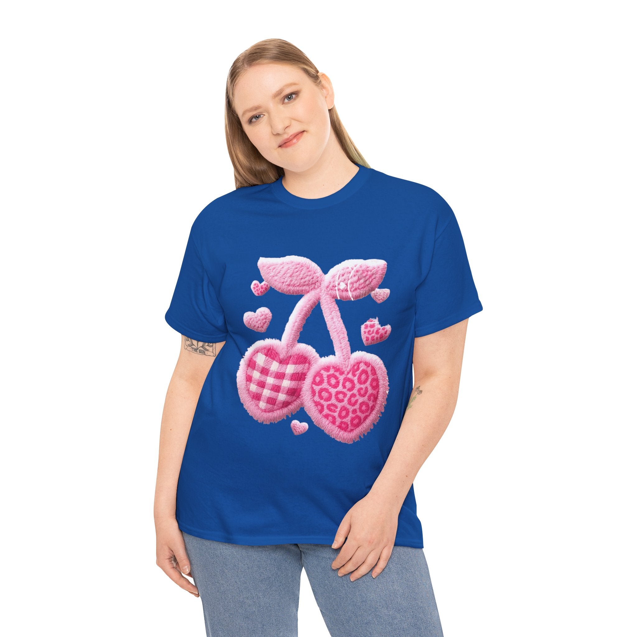 Pink Heart Cherries Tee  LOVE Graphic Valentine T-Shirt