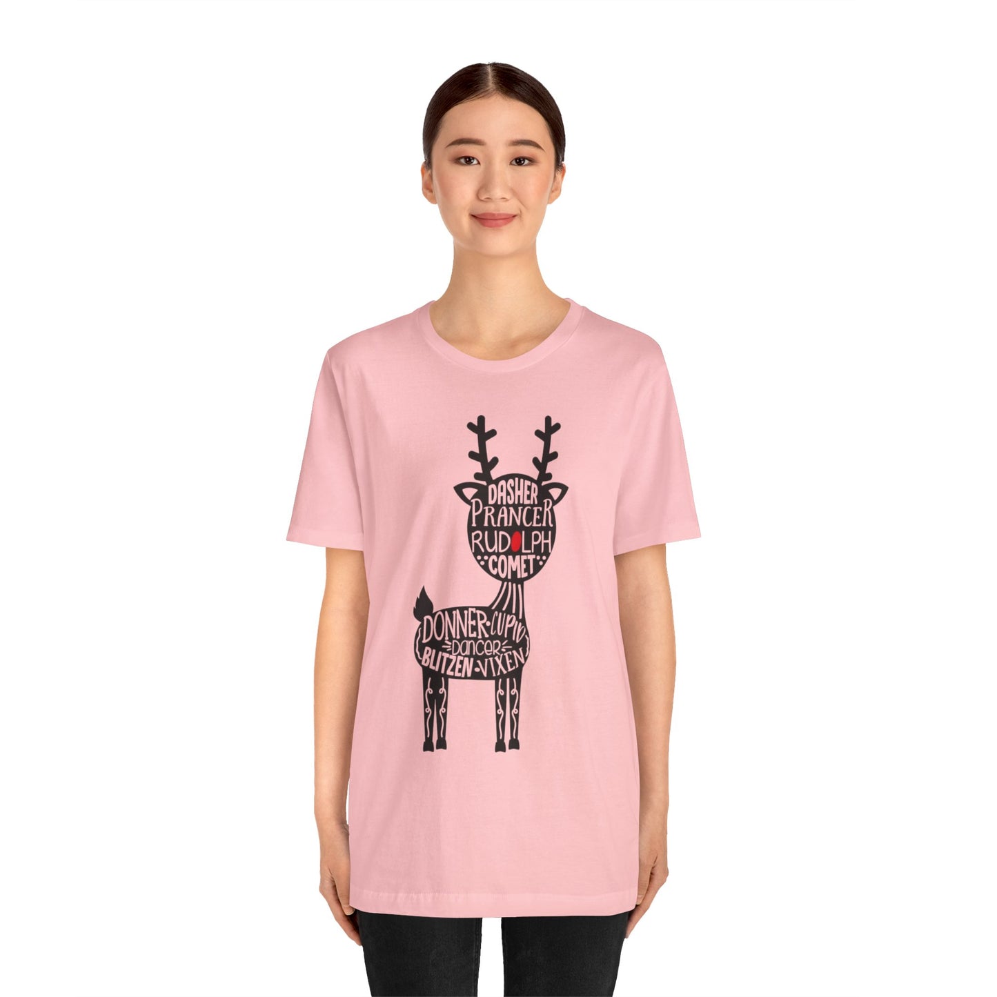 Christmas Reindeer Graphic Tee - Unisex Jersey Short Sleeve Shirt
