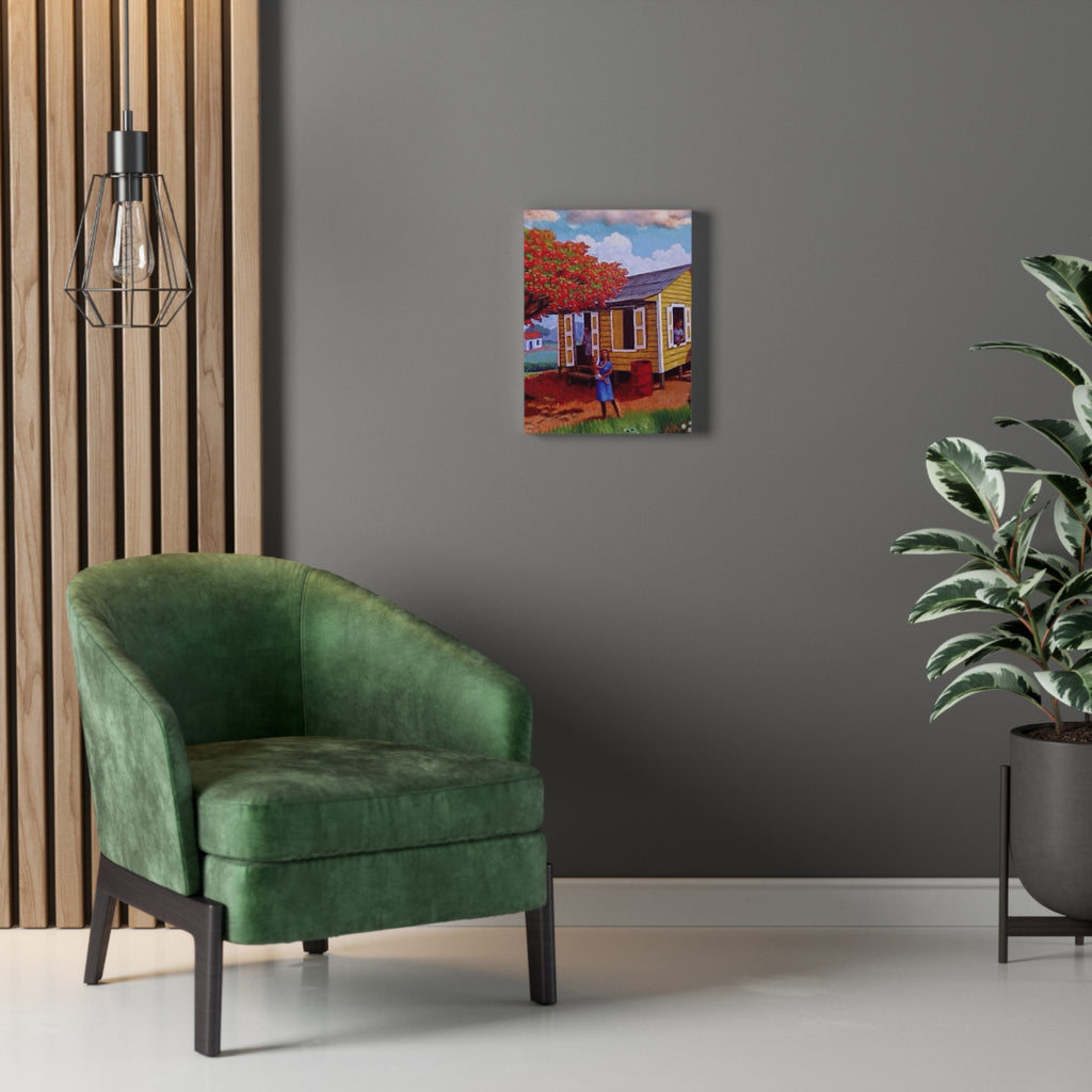 The Soul of Puerto RicoCaribbean Cottage Stretched Canvas  Tropical Village Scene Wall Art