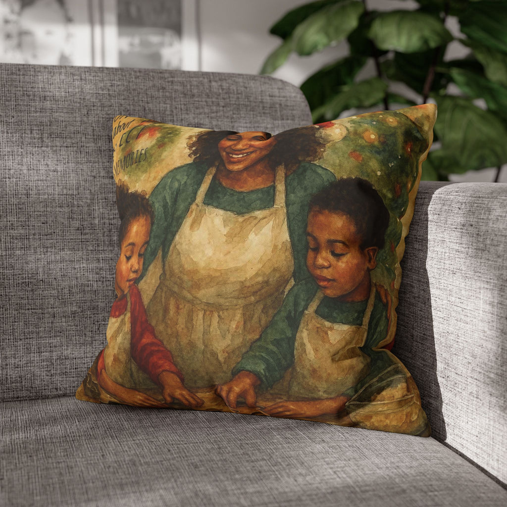 Holiday Baking Family Pillowcase — Square Decorative Throw Pillow
