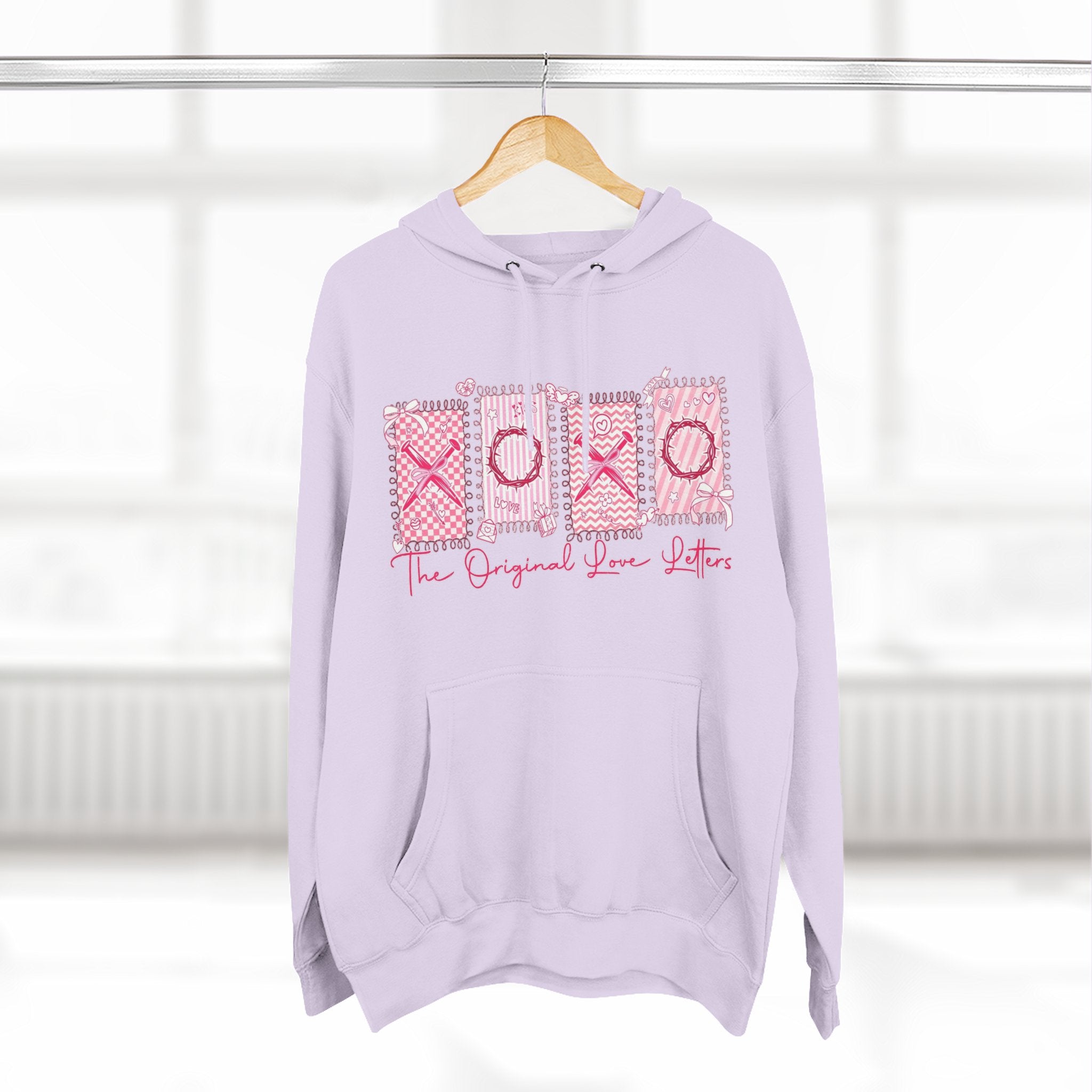 Hoodie  Pink XOXO Three Panel Love Letters Fleece Hoodie