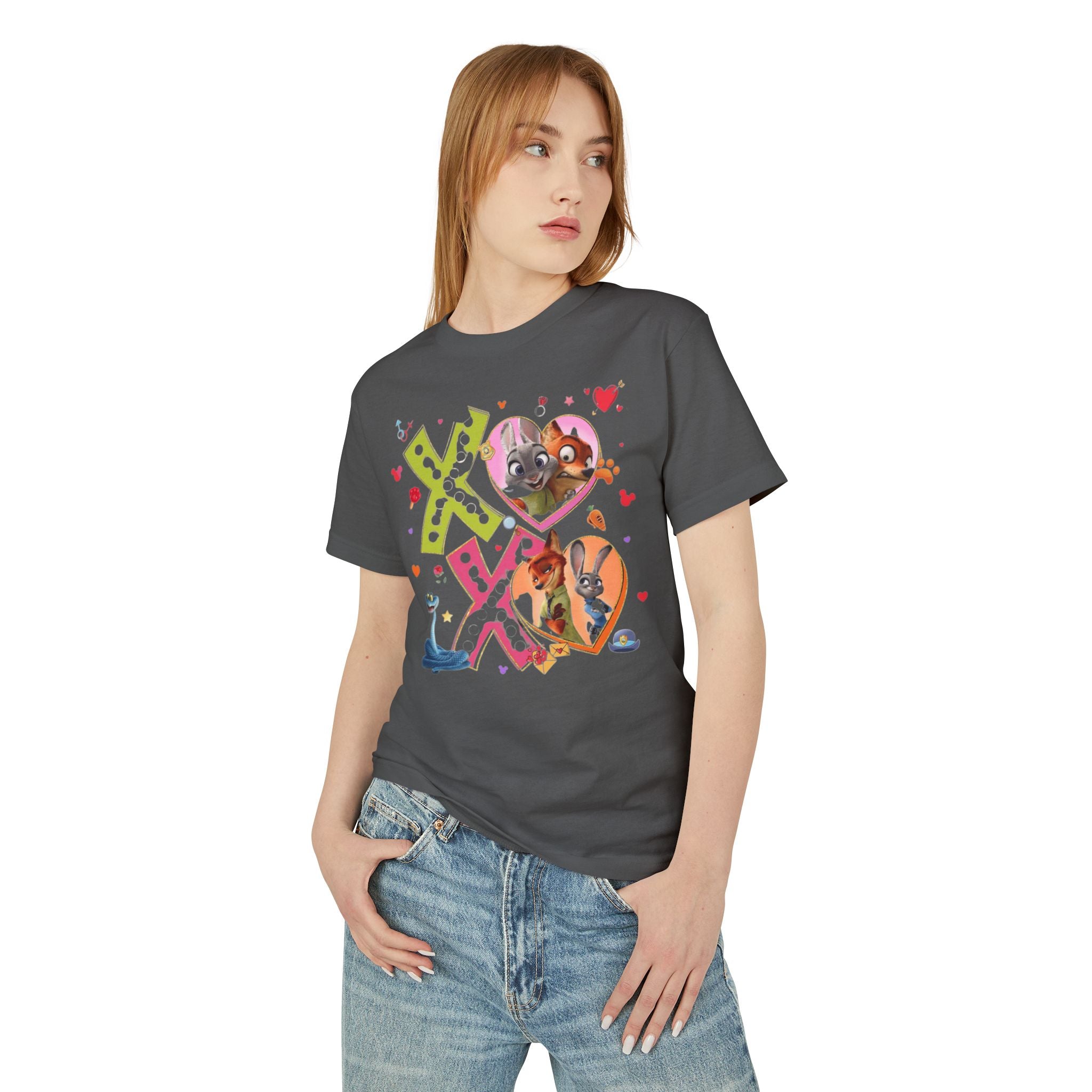 Valentine Cartoon Pets Tee  Cute Hearts & XOXO Graphic T-Shirt
