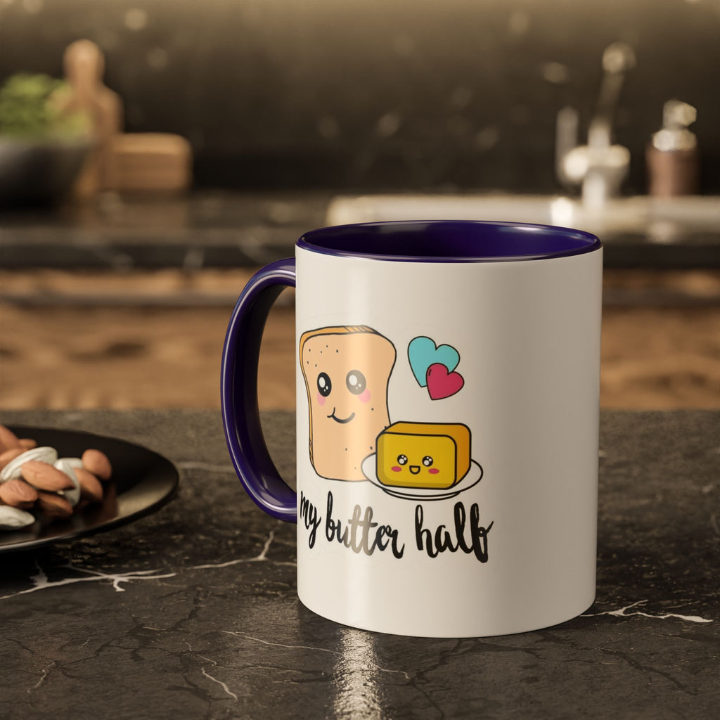 Motivational & Funny Quote Mugs Uplifting Coffee Cup Gifts Cute Foodie Relationship Mug My Butter Half Design, Colorful 11oz & 15oz