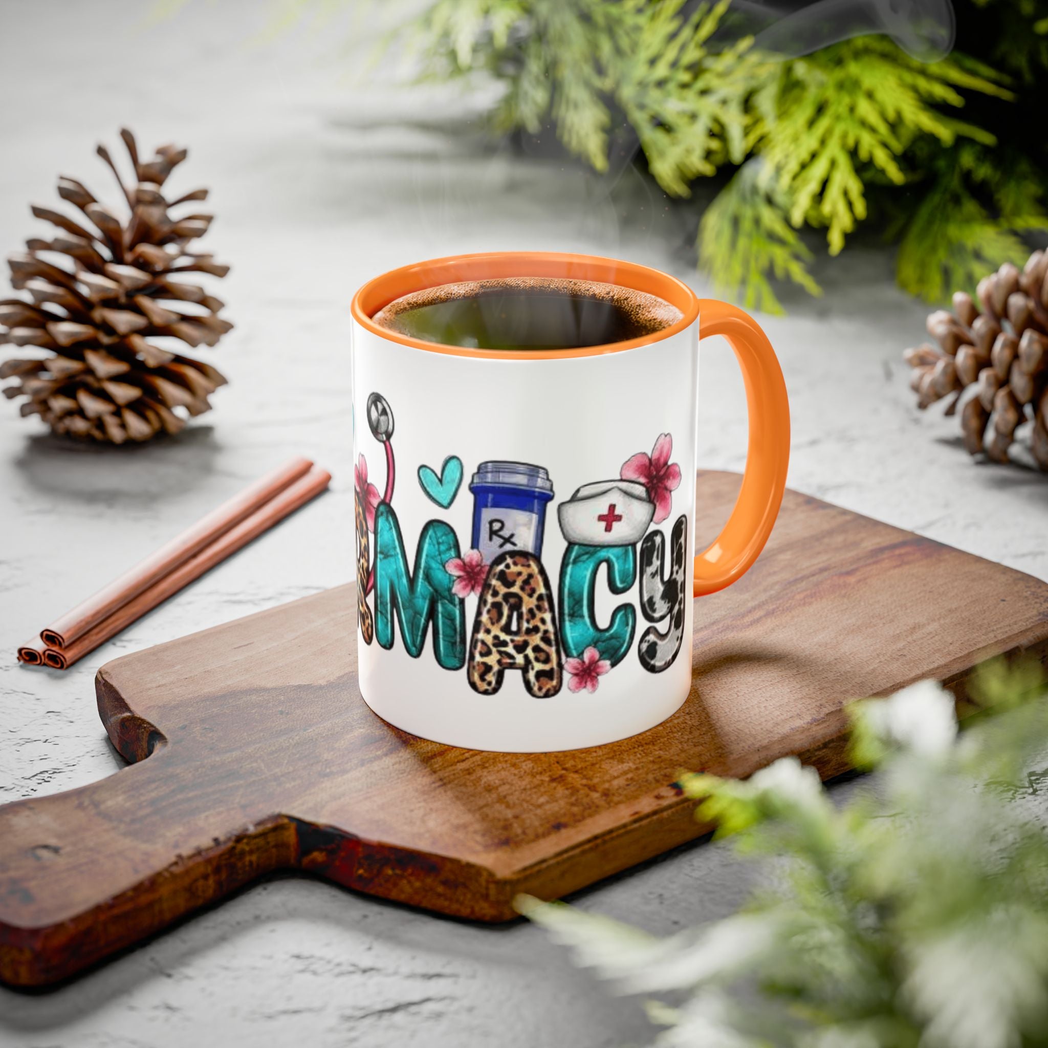 Pharmacy Nurse Coffee Mug — Cute Leopard & Teal Medical Design (11oz/15oz)Christmas mug for all healthcare heroes