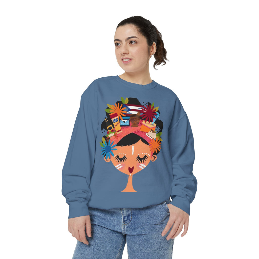 Floral Fiesta Sweatshirt — Colorful Tropical Woman Graphic Puerto Rico Navidades