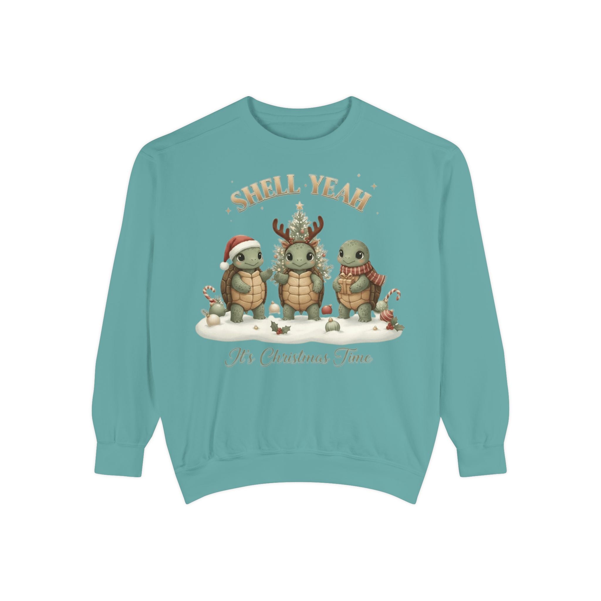Christmas Turtle Sweatshirt  "Shell Yeah, It’s Christmas Time" Holiday Pullover