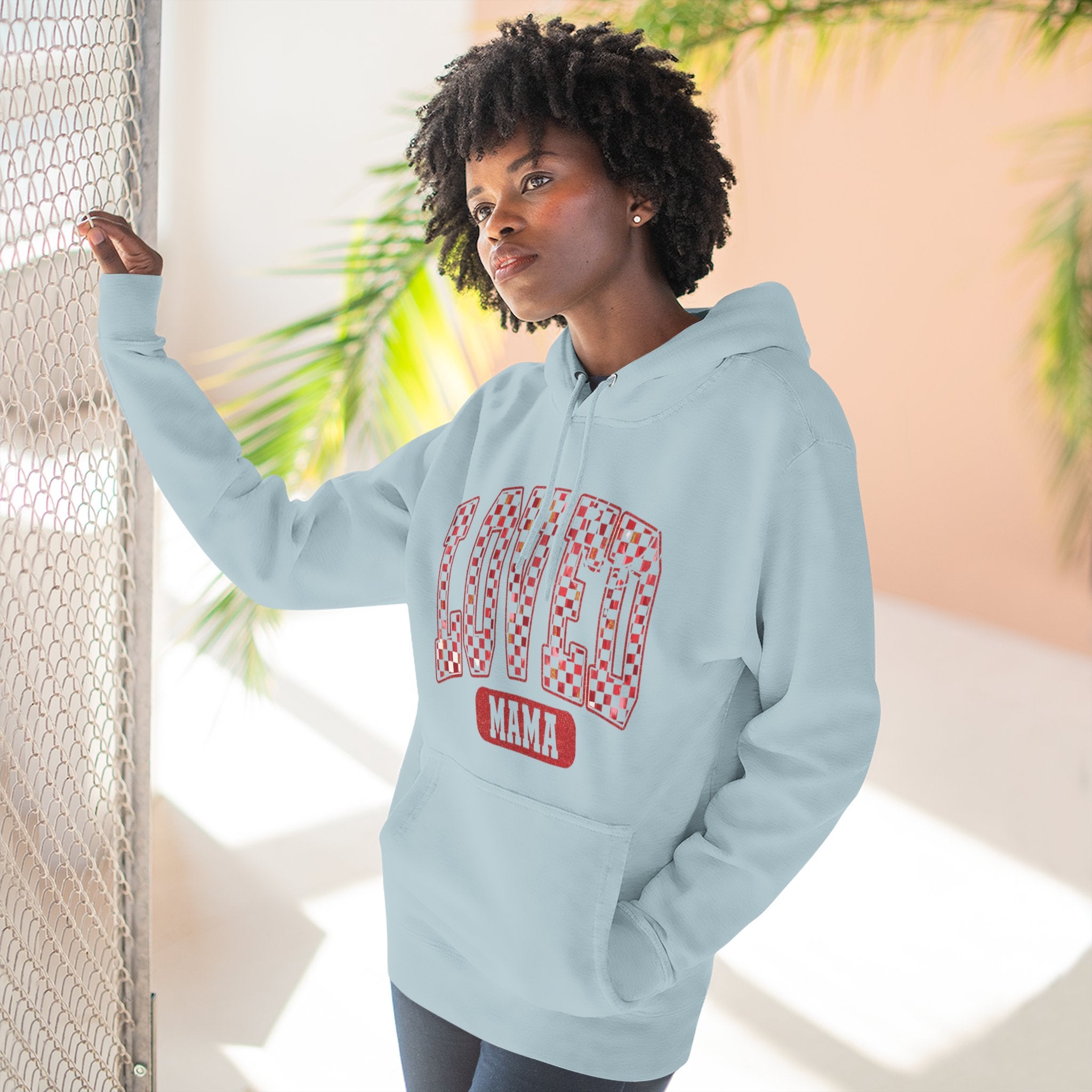 Hoodie  Loved Mama Checkerboard Graphic Hoodie