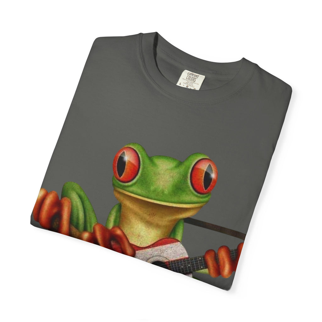 Where Boricua Meets Funky Guitar Frog T-Shirt, , Music Lover Gift, Cool Animal T-Shirt, Summer Style, Lightweight Apparel