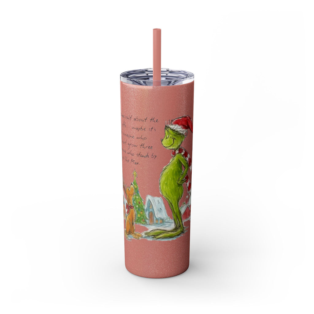 Grinch Christmas Skinny Tumbler with Straw — Dr. Seuss Holiday Quote Design, 20oz Christmas Mugs Collection
