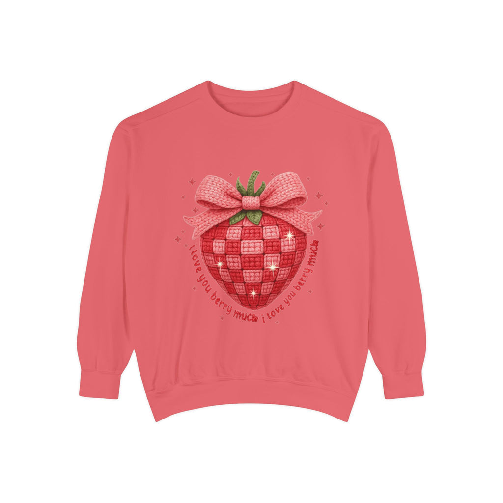 Strawberry Bow Sweatshirt  "I Love You Berry Much" Cute Valentine Pullover