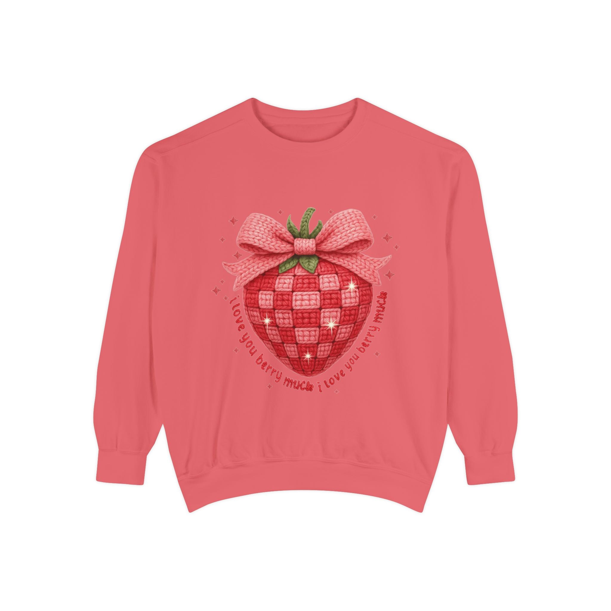 Strawberry Bow Sweatshirt  "I Love You Berry Much" Cute Valentine Pullover