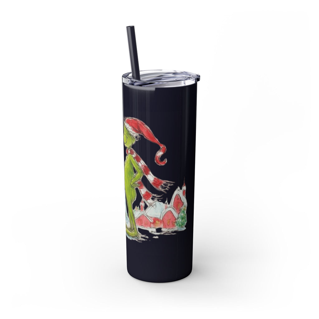 Grinch Christmas Skinny Tumbler with Straw — Dr. Seuss Holiday Quote Design, 20oz Christmas Mugs Collection