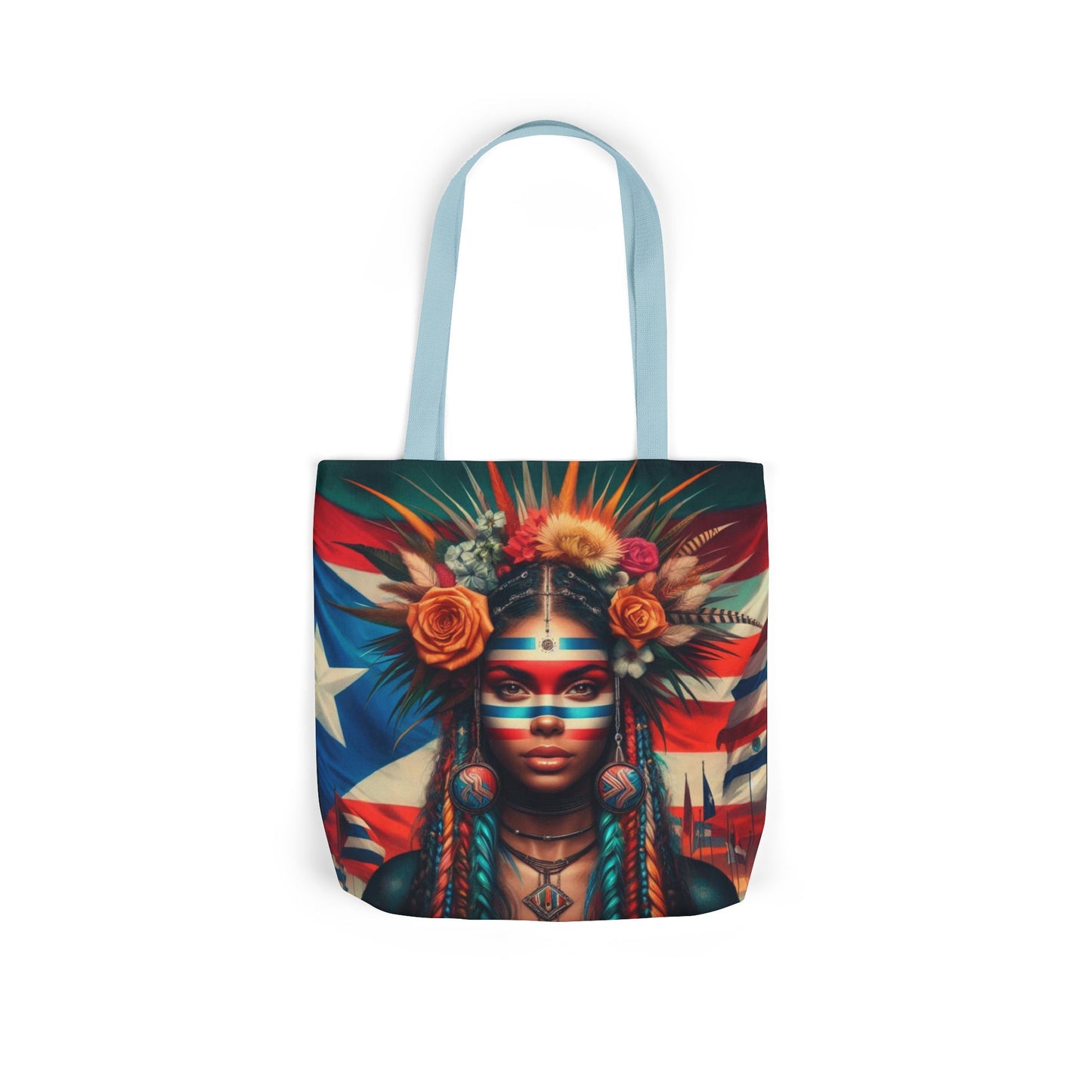 PUERTO RICO Canvas Tote Bag, 5-Color Straps