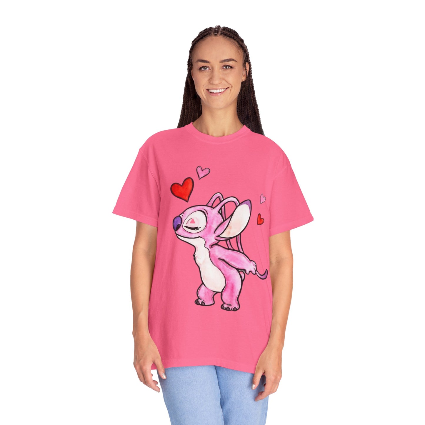 T-Shirt — Cute Pink Cartoon Creature with Hearts | Valentine’s Gift Tee