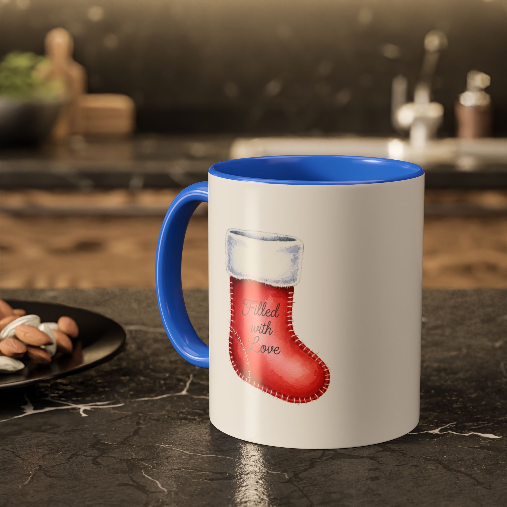 Holiday Mugs Christmas Gift Ideas Hot Cocoa & Coffee Cup Designs Filled with Love - Colorful 11oz & 15oz