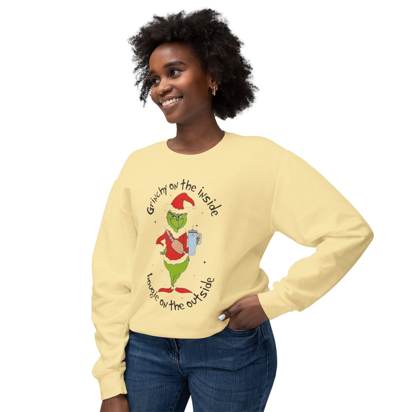 Funny, Cute & Classic Christmas Designs Grinchy on the Inside Crewneck Sweatshirt