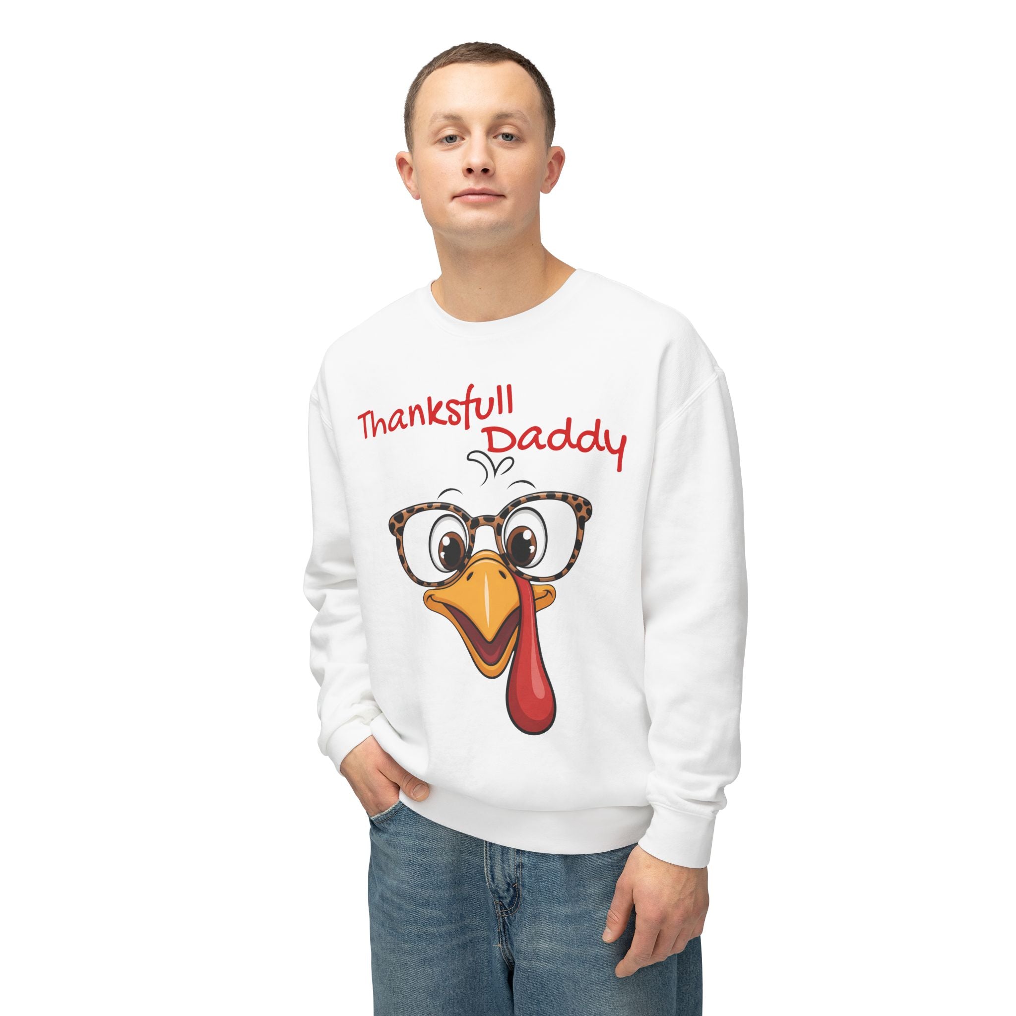 Thanksgiving Turkey 'Thankstfull Daddy' Crewneck Sweatshirt Fall T-Shirts and Sweatshirts Collection
