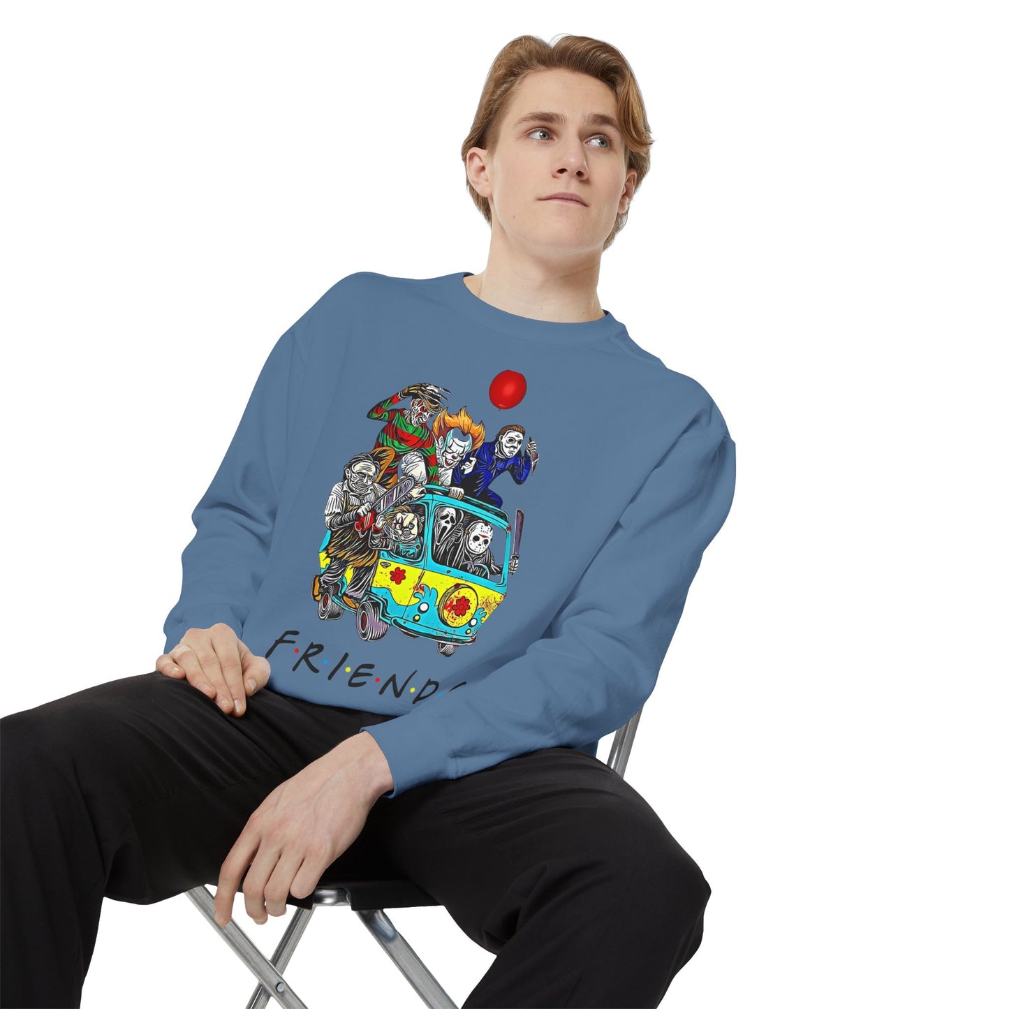 Friends-Inspired Unisex Garment-Dyed Sweatshirt, Cozy Casual Wear, Unique Graphic Sweatshirt, Perfect Gift, Everyday Style