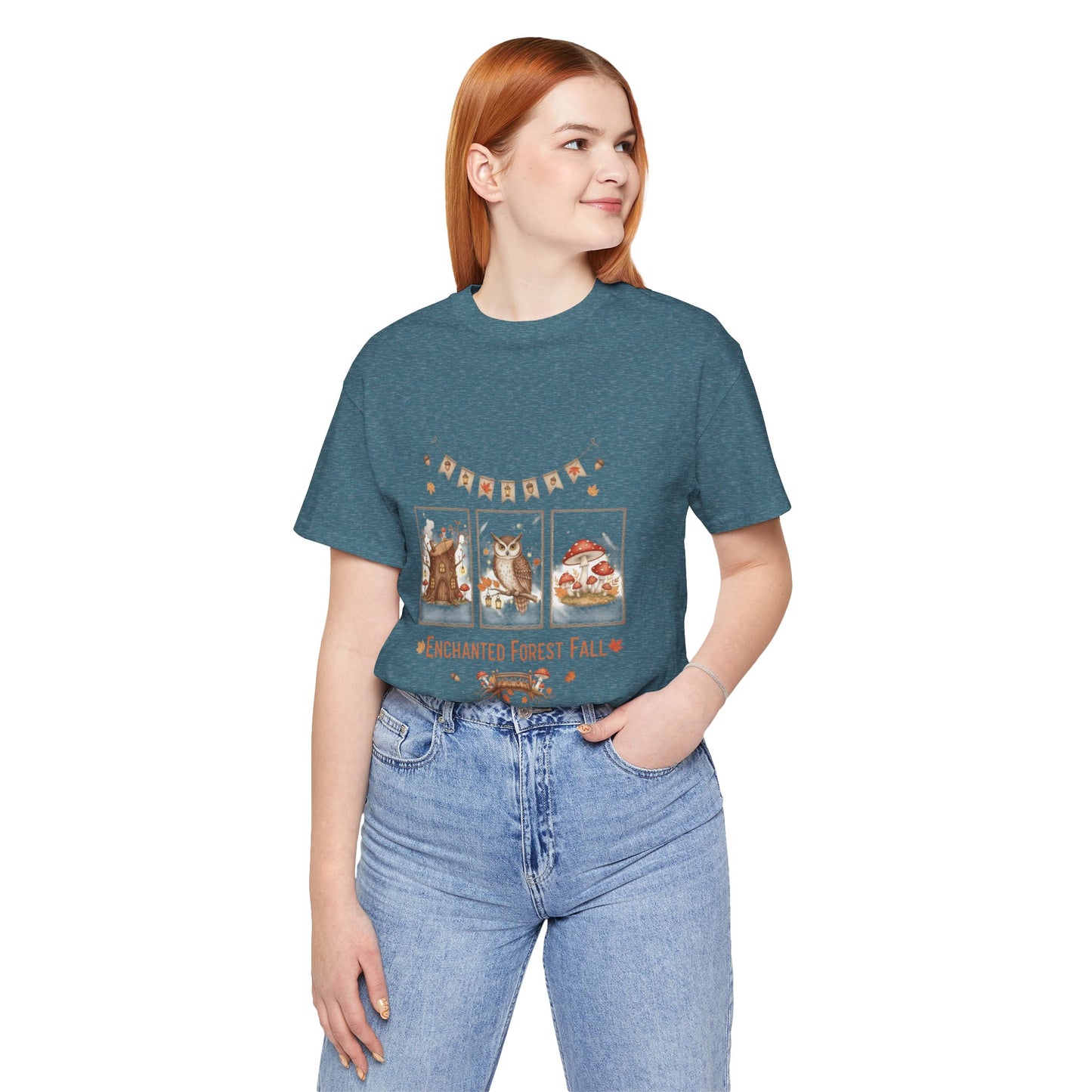 Enchanted Forest Fall Tee, Cute Owl Shirt, Autumn Graphic Tee, Nature Lover Gift, Cozy Fall Apparel, Wildlife T-Shirt, Unisex Fall Top