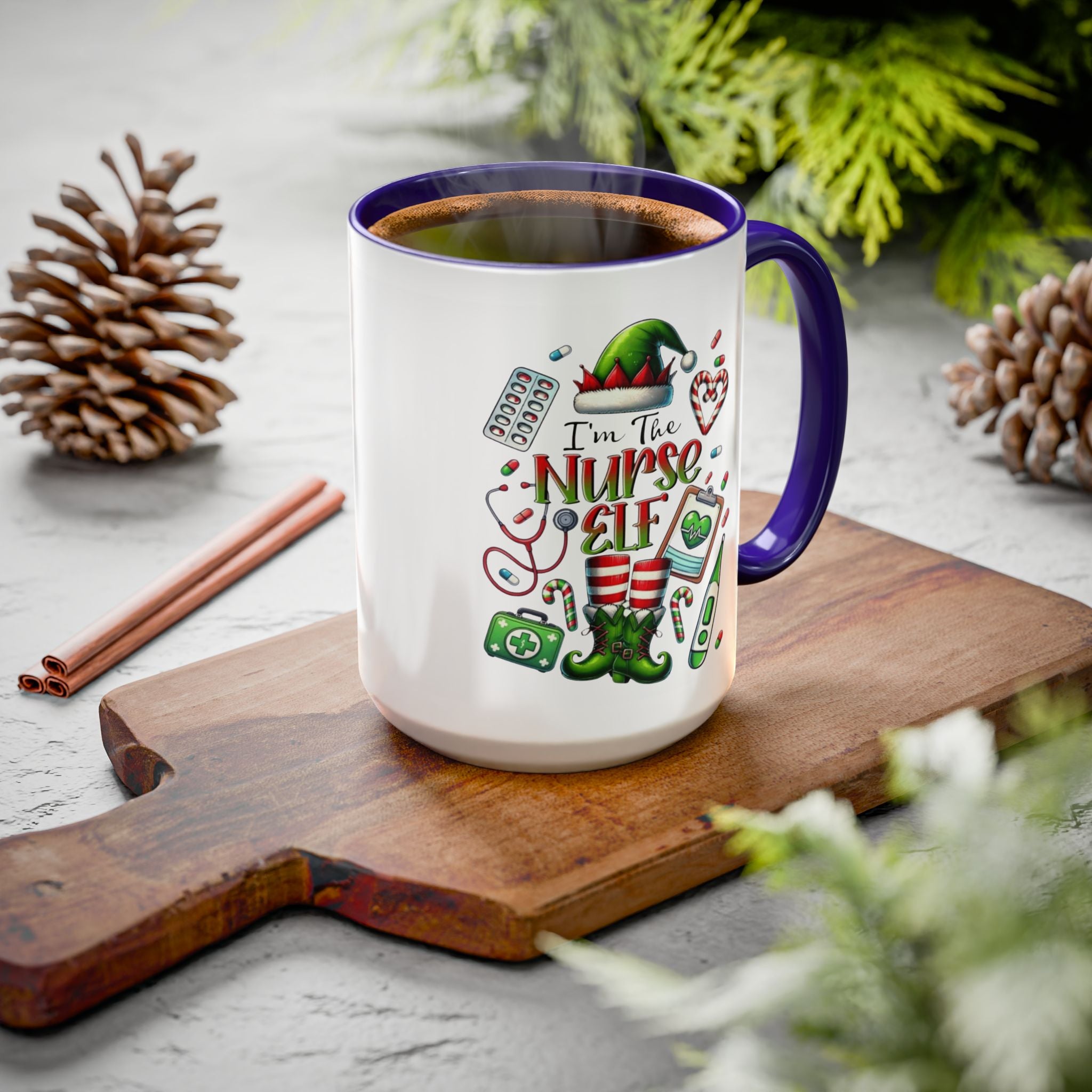 Nurse Elf Coffee Mug — Christmas Medical Holiday Gift (11oz & 15oz) Medical Christmas Mug