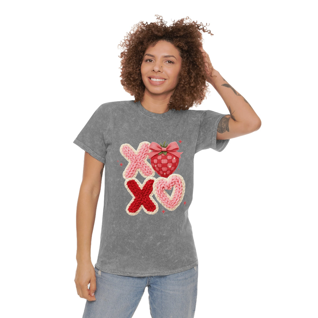 Valentine Strawberry XOXO Mineral Wash T-Shirt