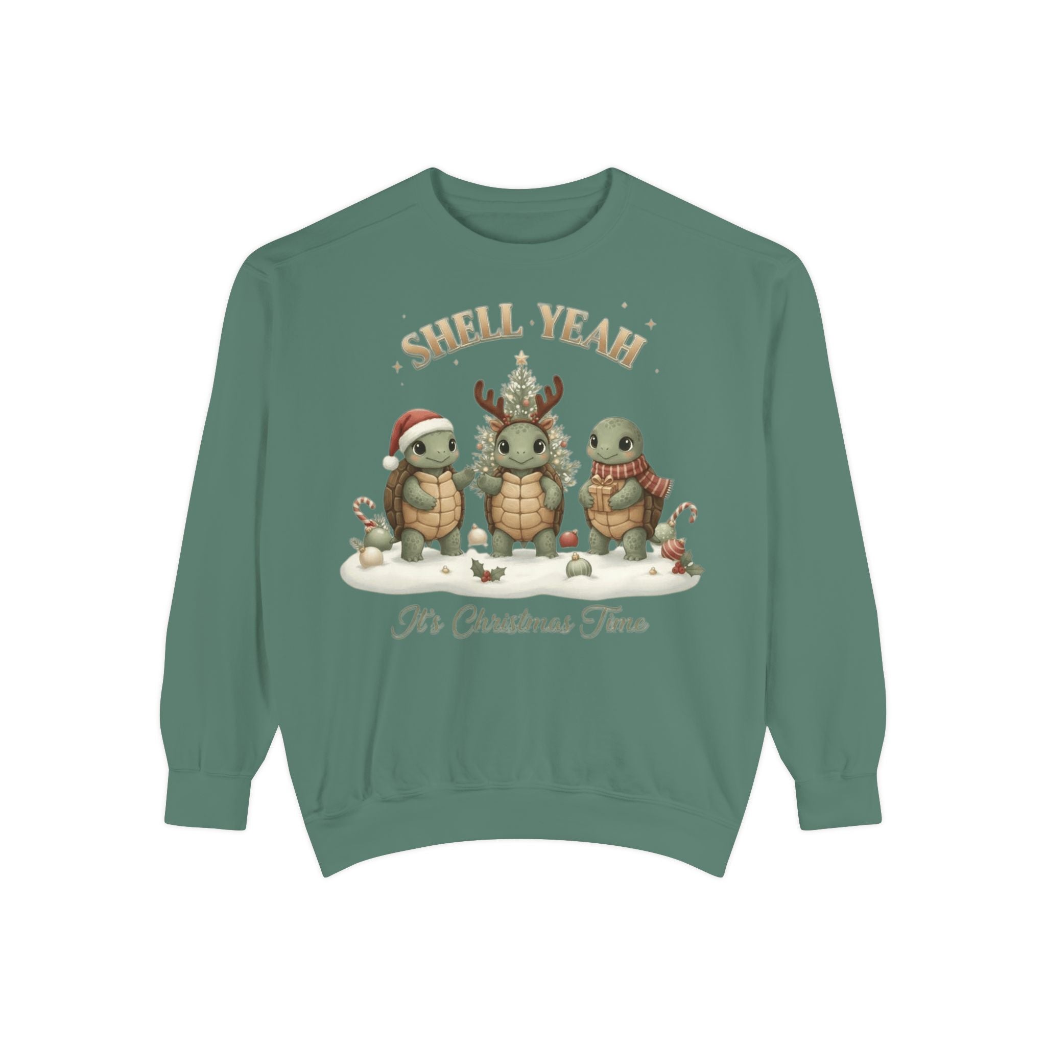 Christmas Turtle Sweatshirt  "Shell Yeah, It’s Christmas Time" Holiday Pullover