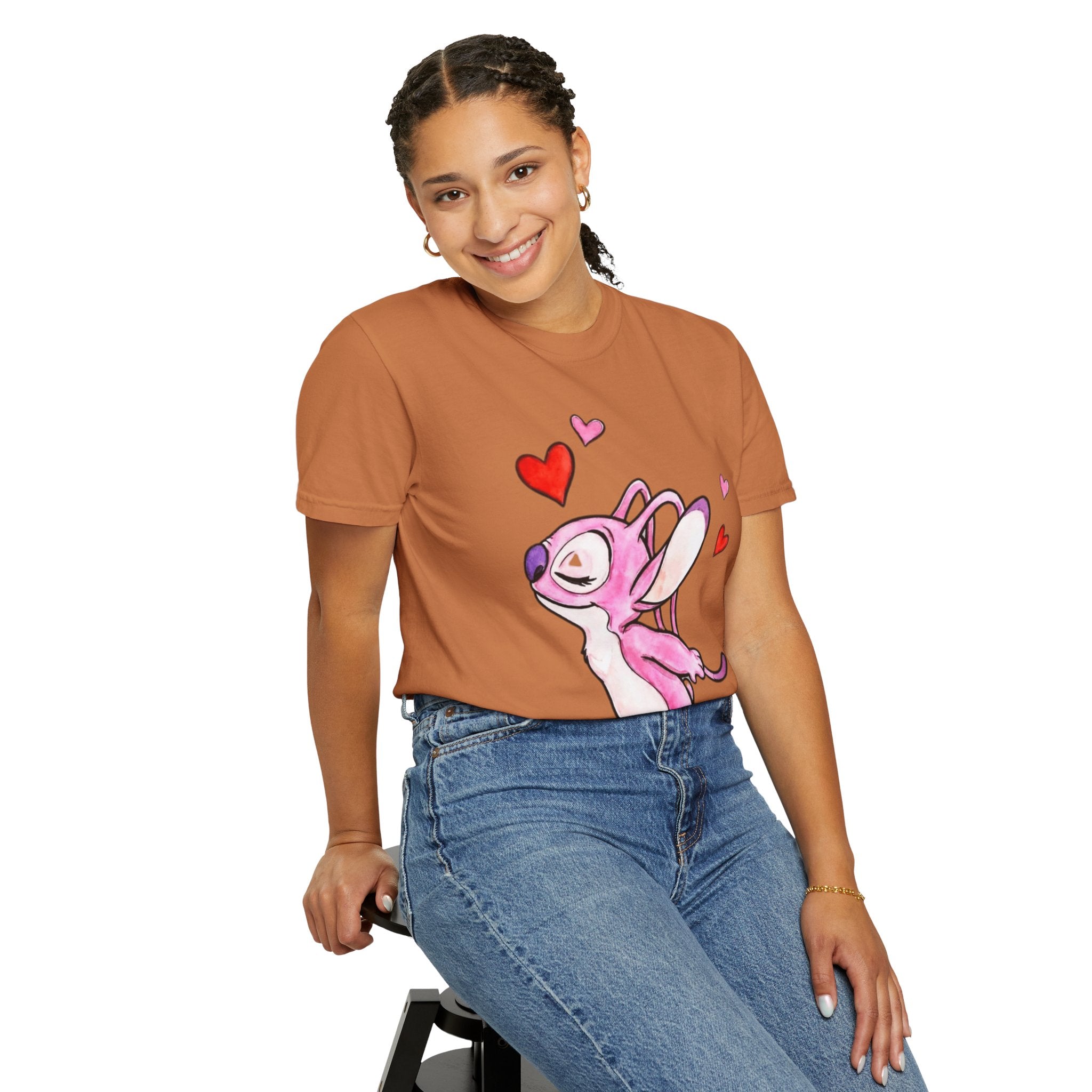 T-Shirt — Cute Pink Cartoon Creature with Hearts | Valentine’s Gift Tee
