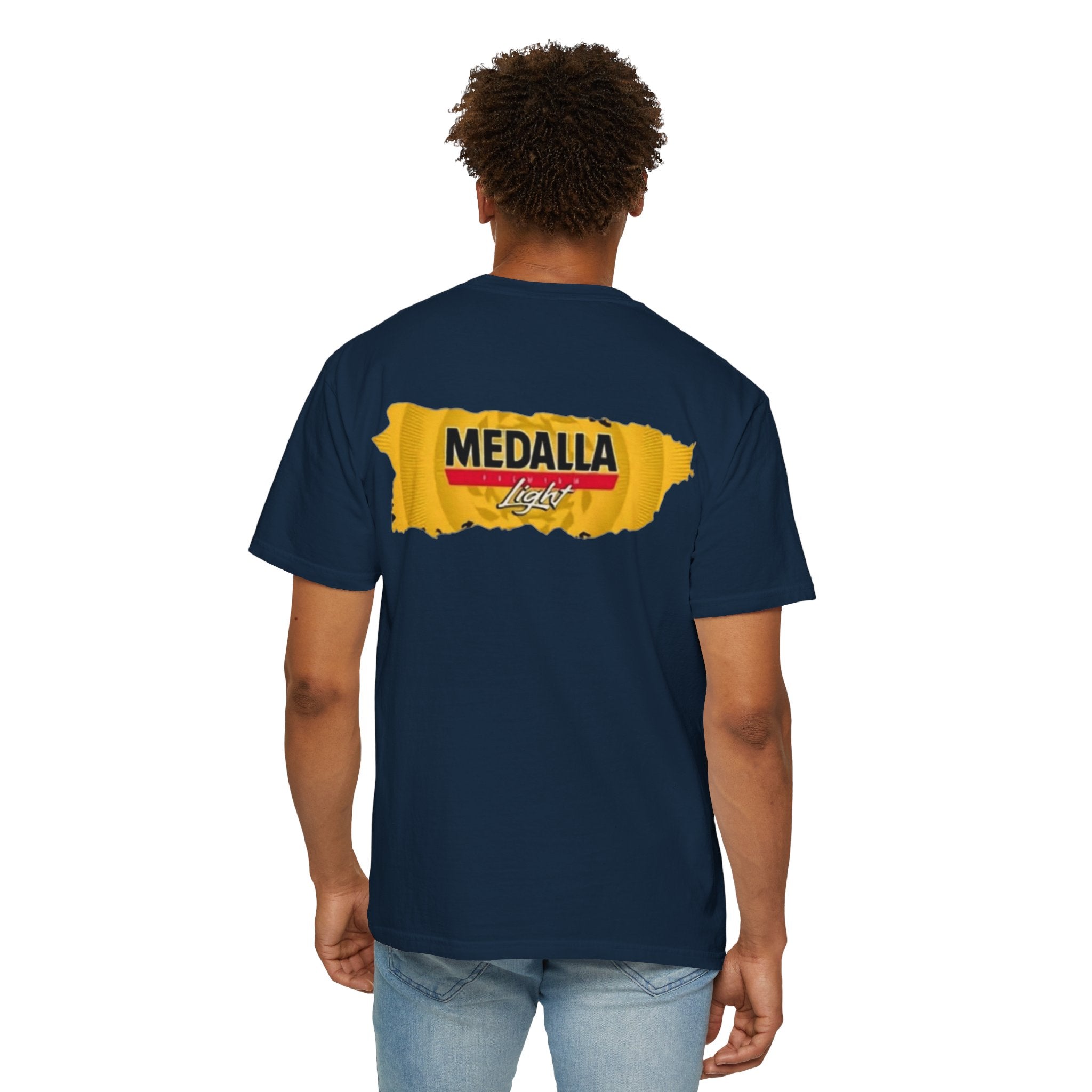 Medalla Light Puerto Rican Beer T-Shirt Coqui Frog Mascot Six-Pack Graphic Tee Puerto Rico’s Navidades