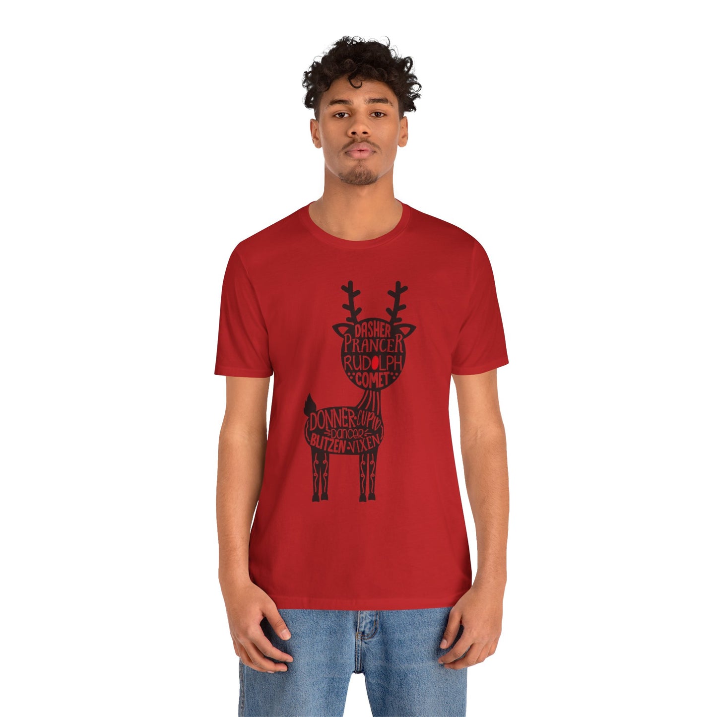 Christmas Reindeer Graphic Tee - Unisex Jersey Short Sleeve Shirt