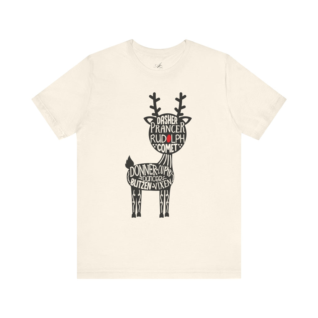 Christmas Reindeer Graphic Tee - Unisex Jersey Short Sleeve Shirt