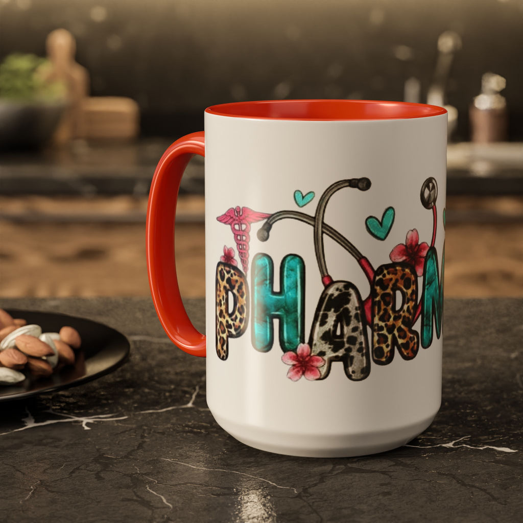 Pharmacy Nurse Coffee Mug — Cute Leopard & Teal Medical Design (11oz/15oz)Christmas mug for all healthcare heroes