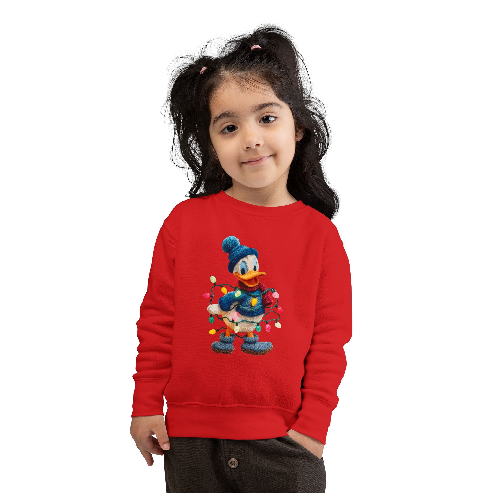 Toddler Sweatshirt  Festive Donald Duck Holiday Lights Pullover