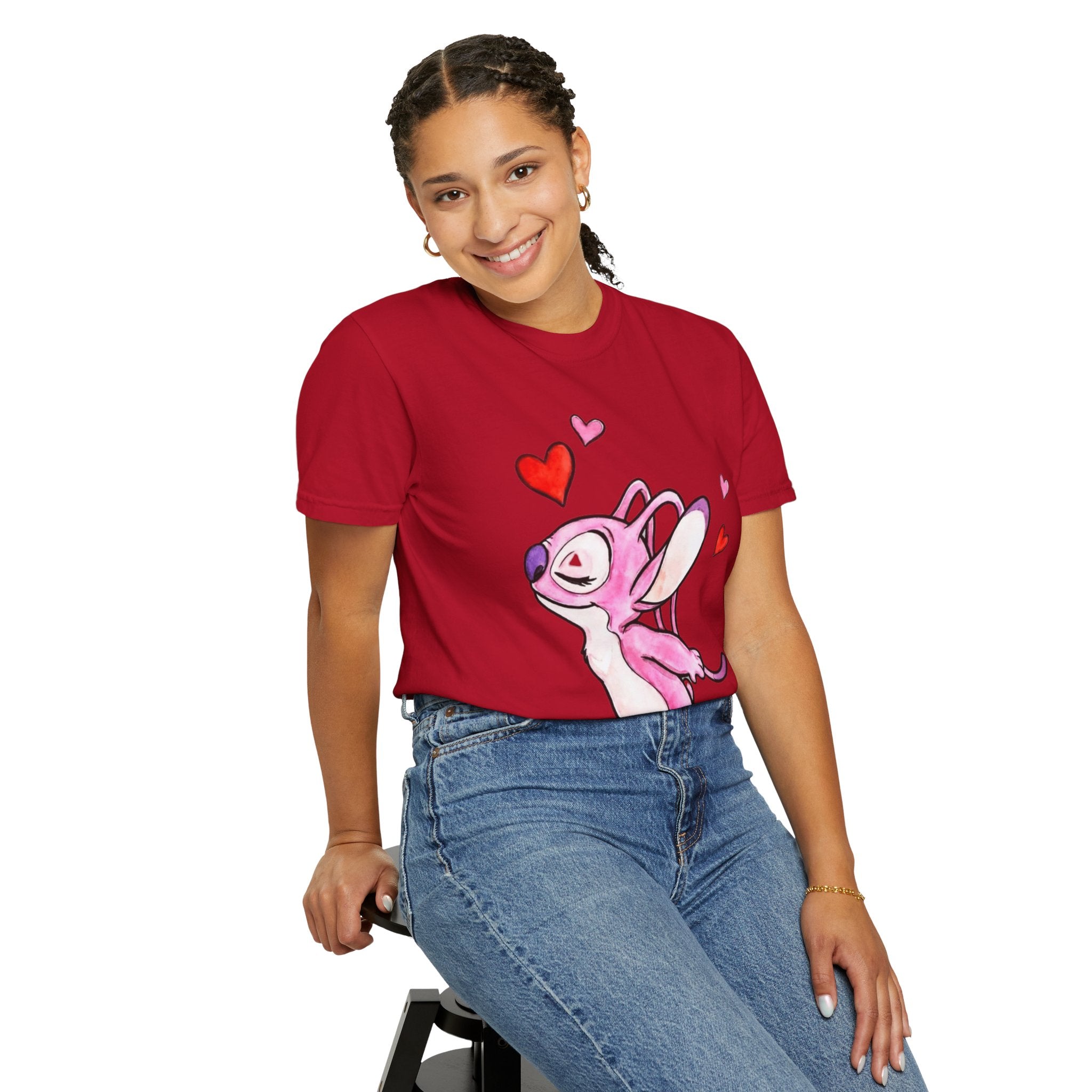T-Shirt — Cute Pink Cartoon Creature with Hearts | Valentine’s Gift Tee