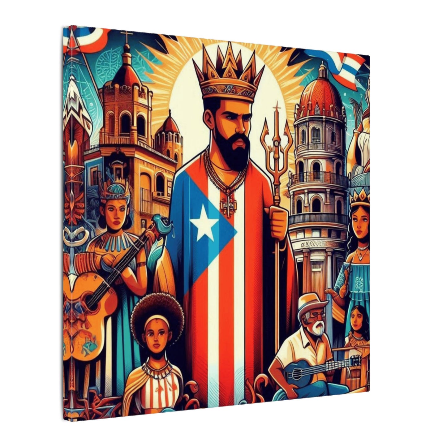 Vibrant Puerto Rican Art Canvas, Cultural Wall Decor, Celebration Decor, Unique Gift, Home Accent, Multi-Size