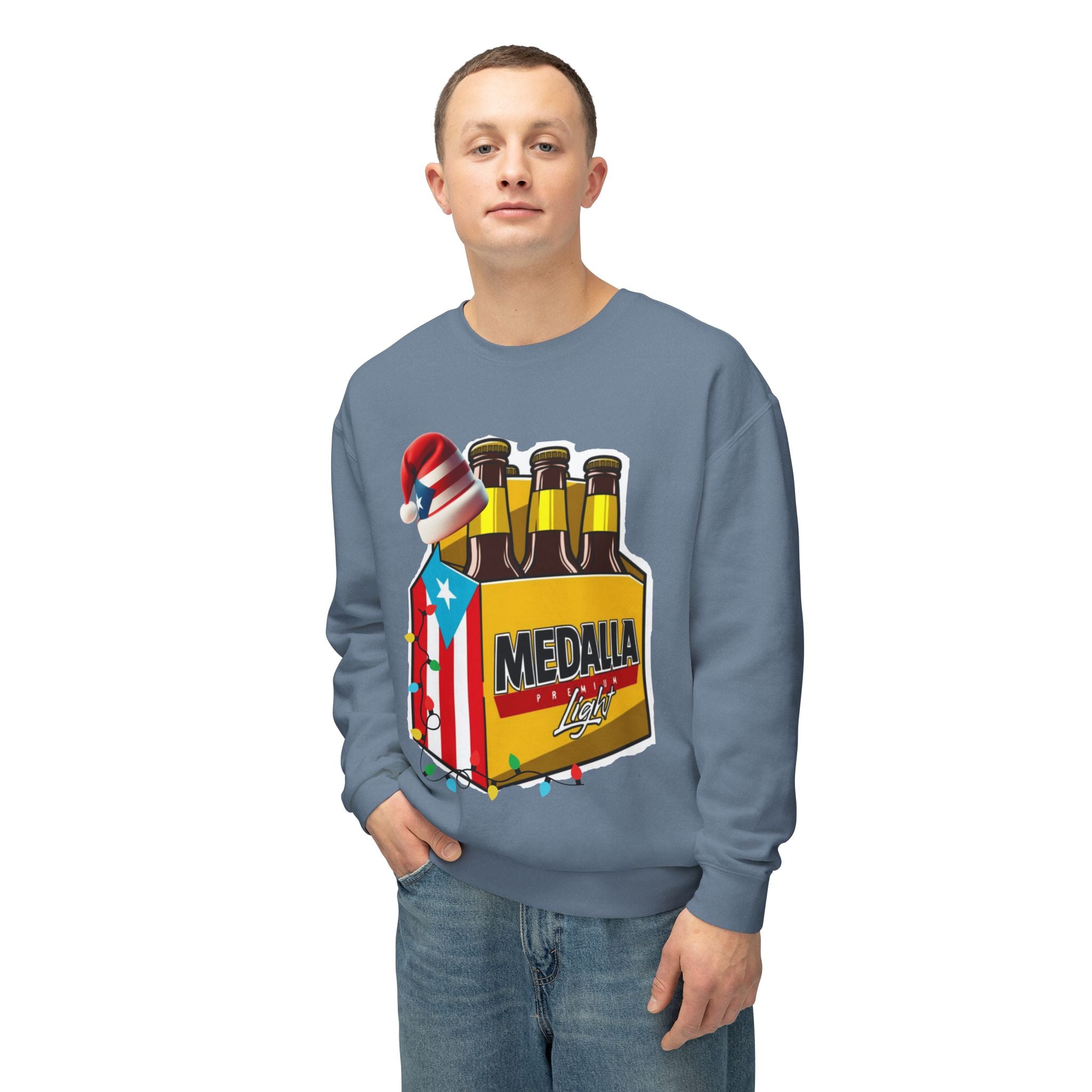 Medalla Light Puerto Rican Holiday Sweatshirt  Navidad Boricua Crewneck Puerto Rico Navidade