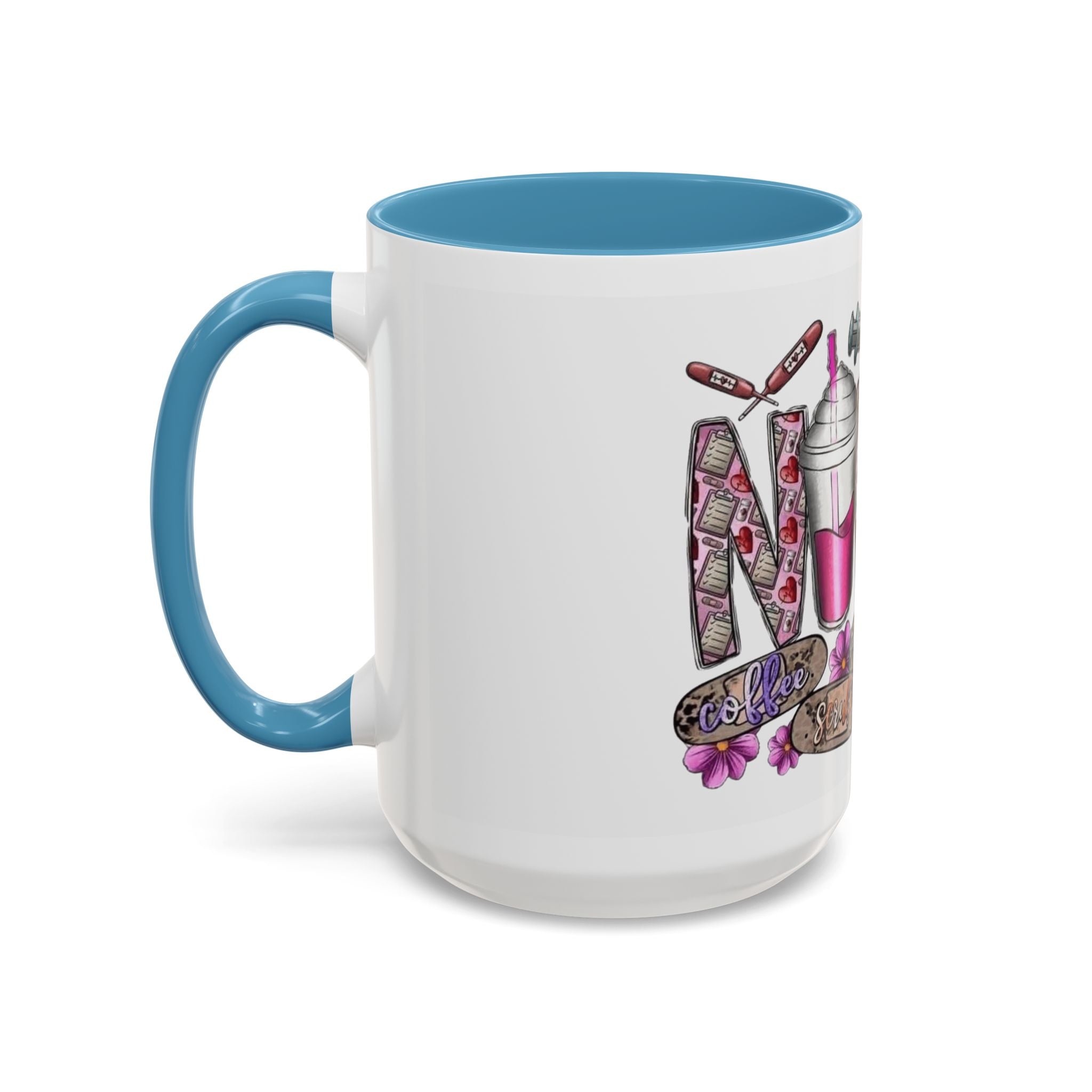Nurse Love Coffee Mug  Cute Floral Medical Stethoscope & Syringe Design (11/15oz) Medical Christmas Mug