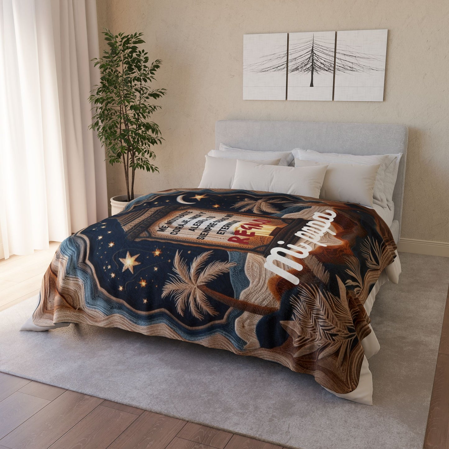 Fleece Blanket - "Mi Papá" Spanish Memorial Lantern Design (Regalo)