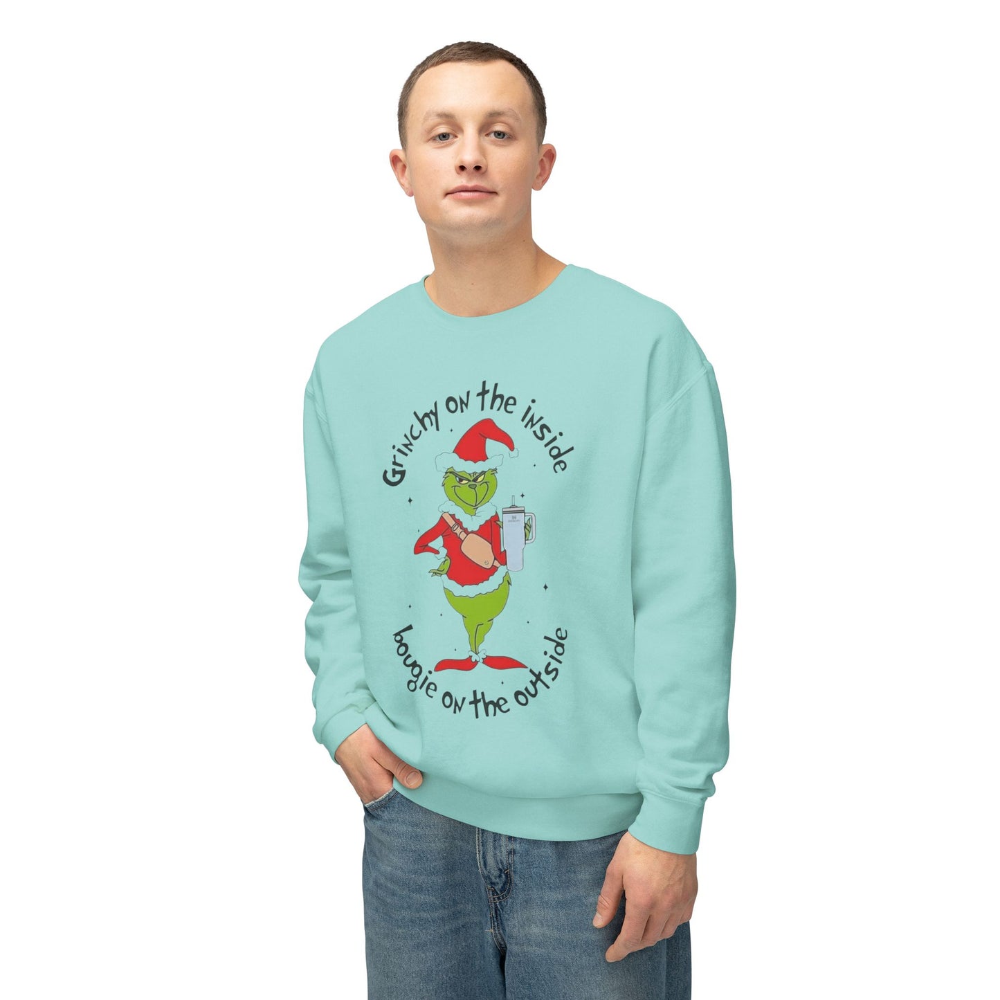 Funny, Cute & Classic Christmas Designs Grinchy on the Inside Crewneck Sweatshirt