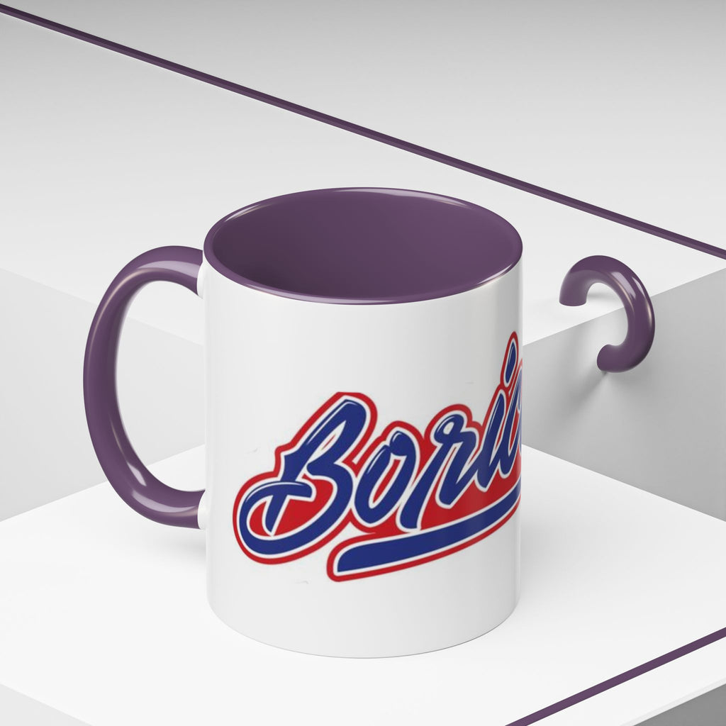 Puerto Rico Script Accent Coffee Mug — Retro Red & Blue 'Boricua' Design (11/15oz)