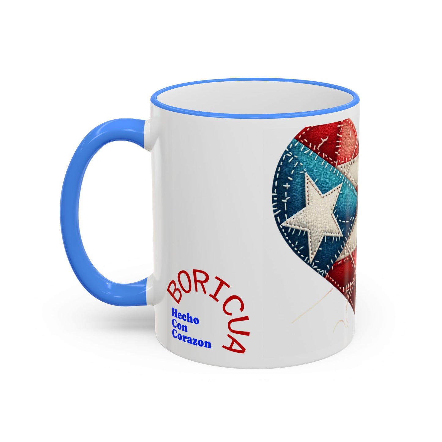 Puerto Rico Flag Heart Accent Rim Mug — Patriotic Coffee Cup (11oz/15oz)