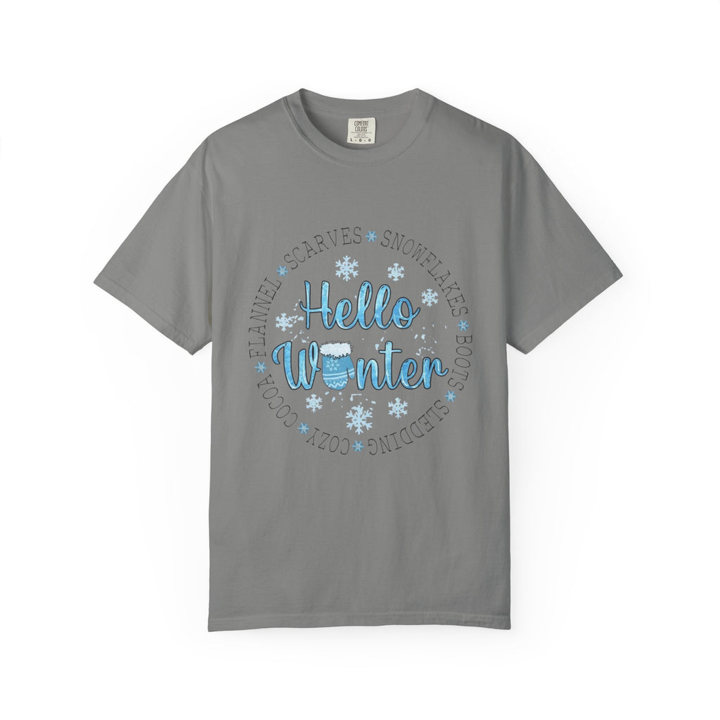 Hello Winter T‑Shirt  Cozy Snowflake Holiday Tee Christmas T-Shirts and Sweatshirts Collection