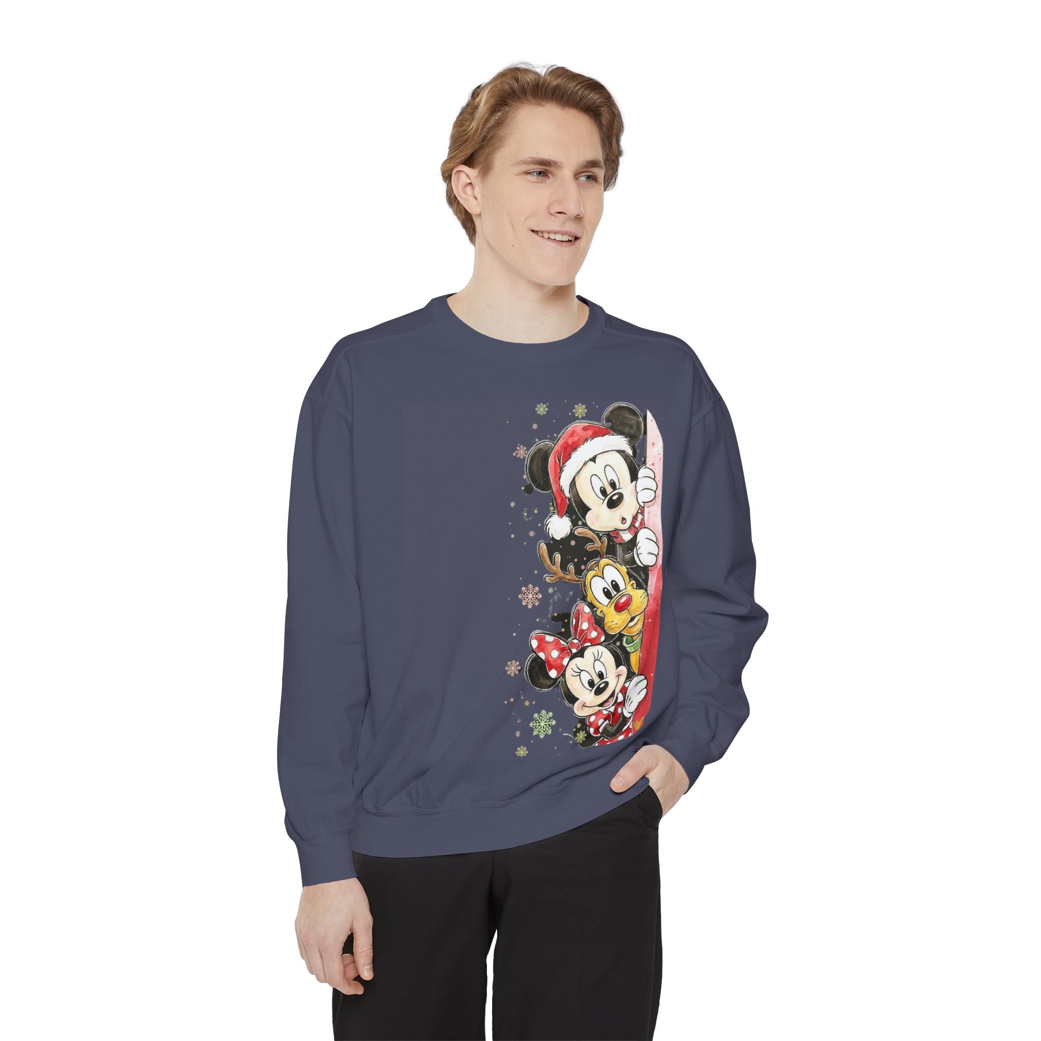 Christmas Disney Characters Sweatshirt  Mickey, Minnie & Pluto Holiday Crew Cartoon Christmas T-shirts and Sweaters