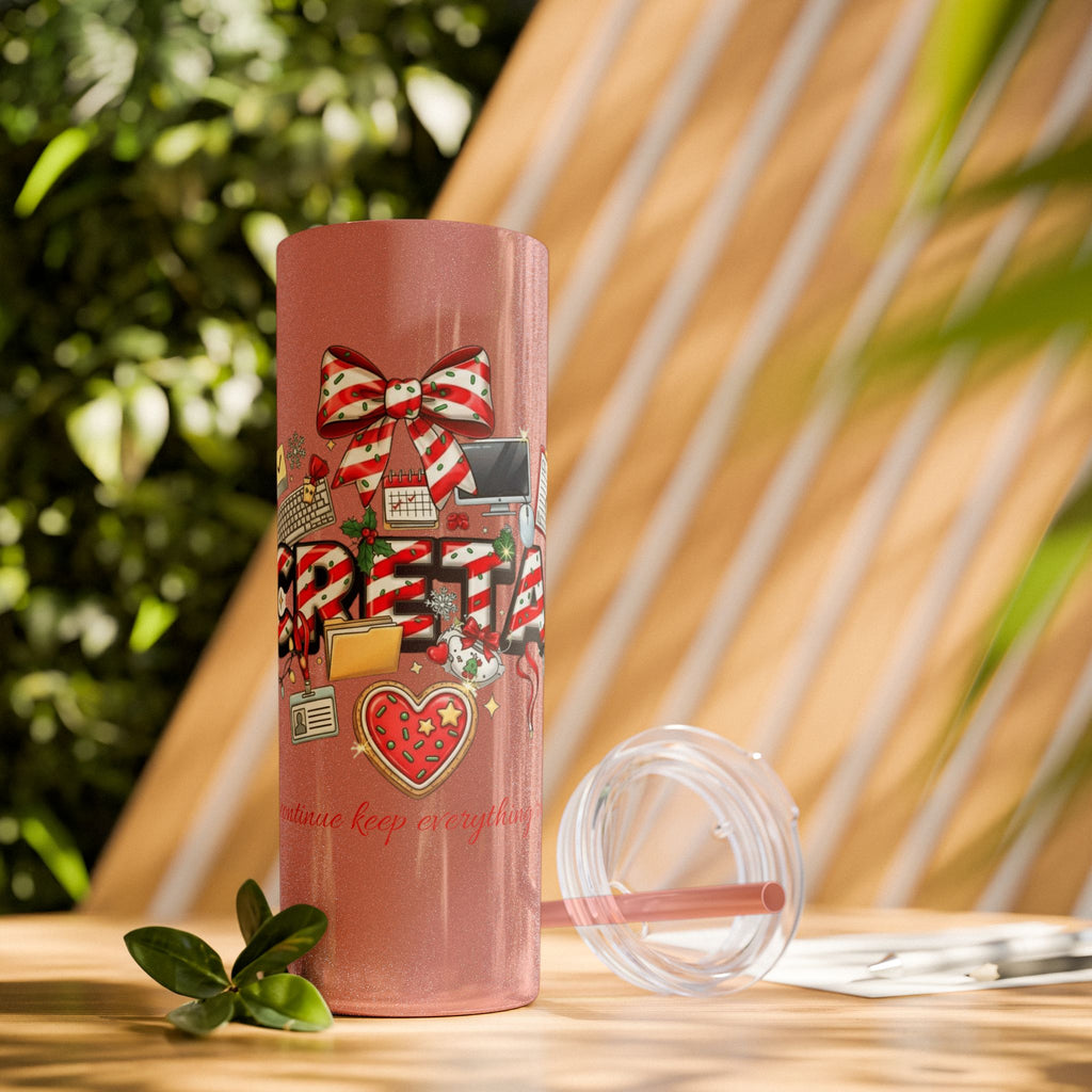 Christmas mug for the office team who keeps everything running smoothly. Candy Cane Christmas Office Secret Santa Design, 20oz with Straw